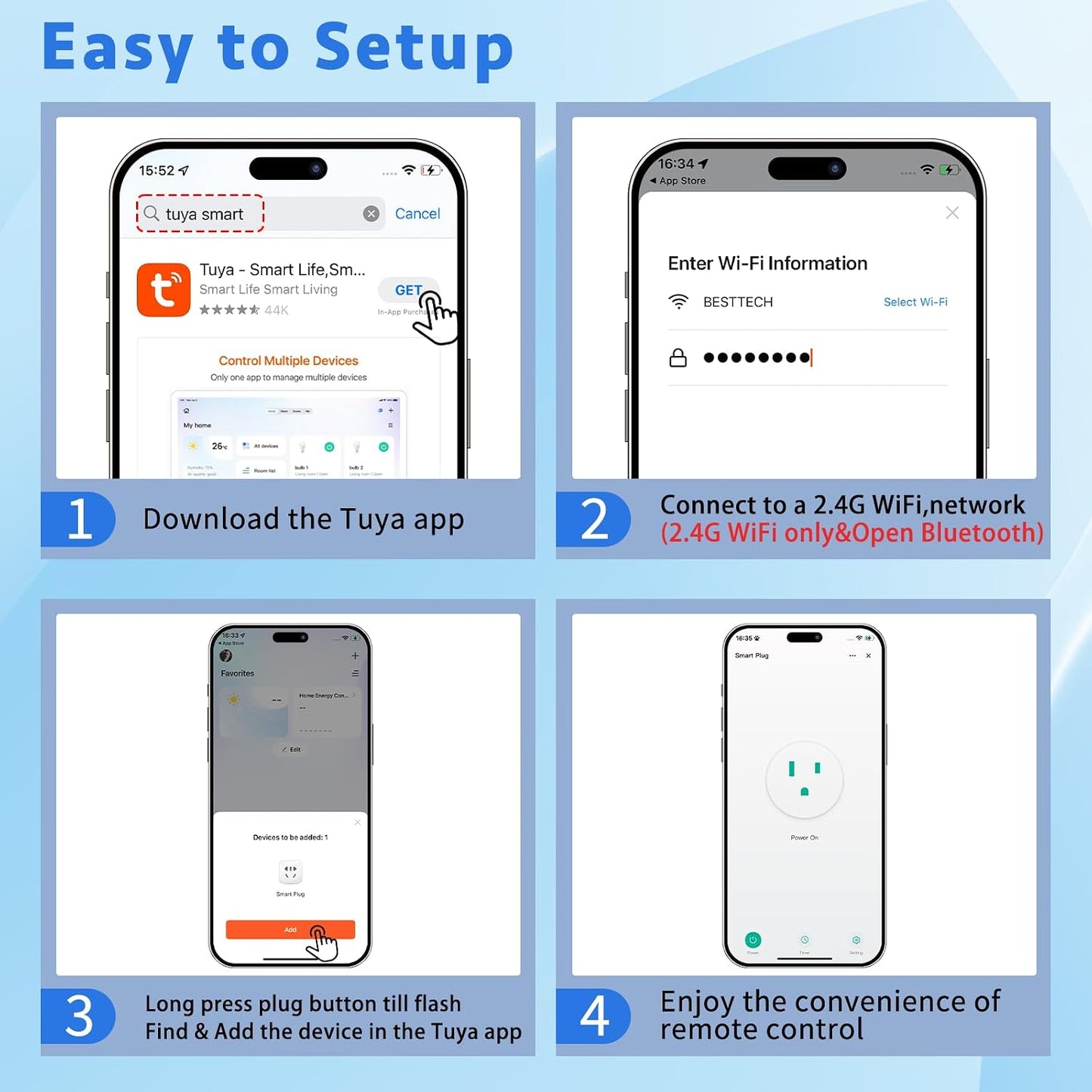 Greencycle Smart Plug with Switch,Wireless Switch,APP,Voice,3 Ways Control | No Wiring Detachable Wall Switch,Compatible with Alexa,Google Assistant,500FT RF Range,15A 1500W,Tuya,Smart Life,2.4GHz WiFi
