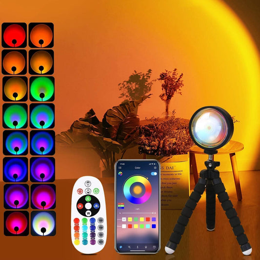 JIMEI Sunset Lamp Projector Led Lights for Bedroom Night Light RGB Lights Sun Sunlight Sunrise Lamp 10w 360° Rotation Mood Lighting Home/Room Decor Christmas Gifts for Women,Triangle Multicolor