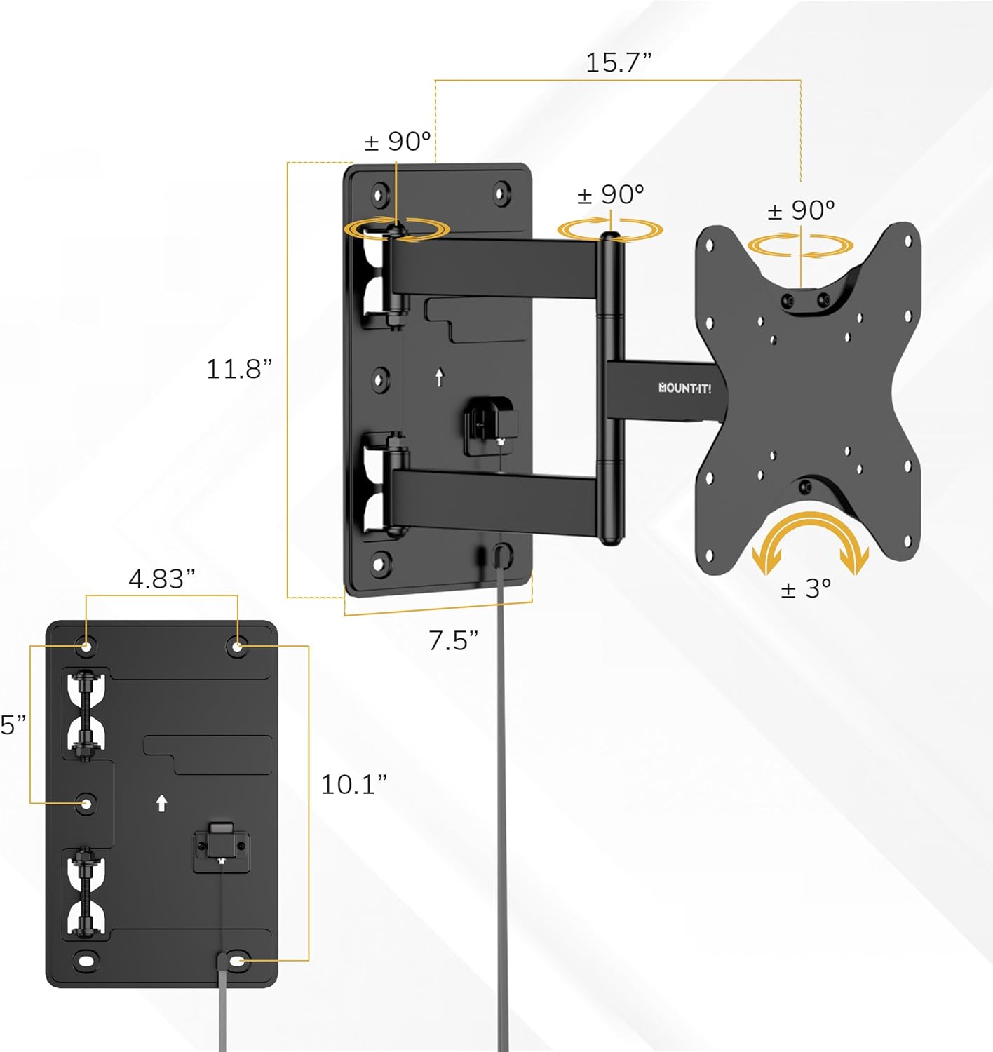 Mount-It! Lockable RV TV Mount for 23-43 Inch TVs, Full Motion Swivel Tilt Wall Mount for Camper, Travel Trailer, Motorhome, Truck & Boat, Quick Release Locking Arm, VESA 75x75-200x200mm, 77 lb