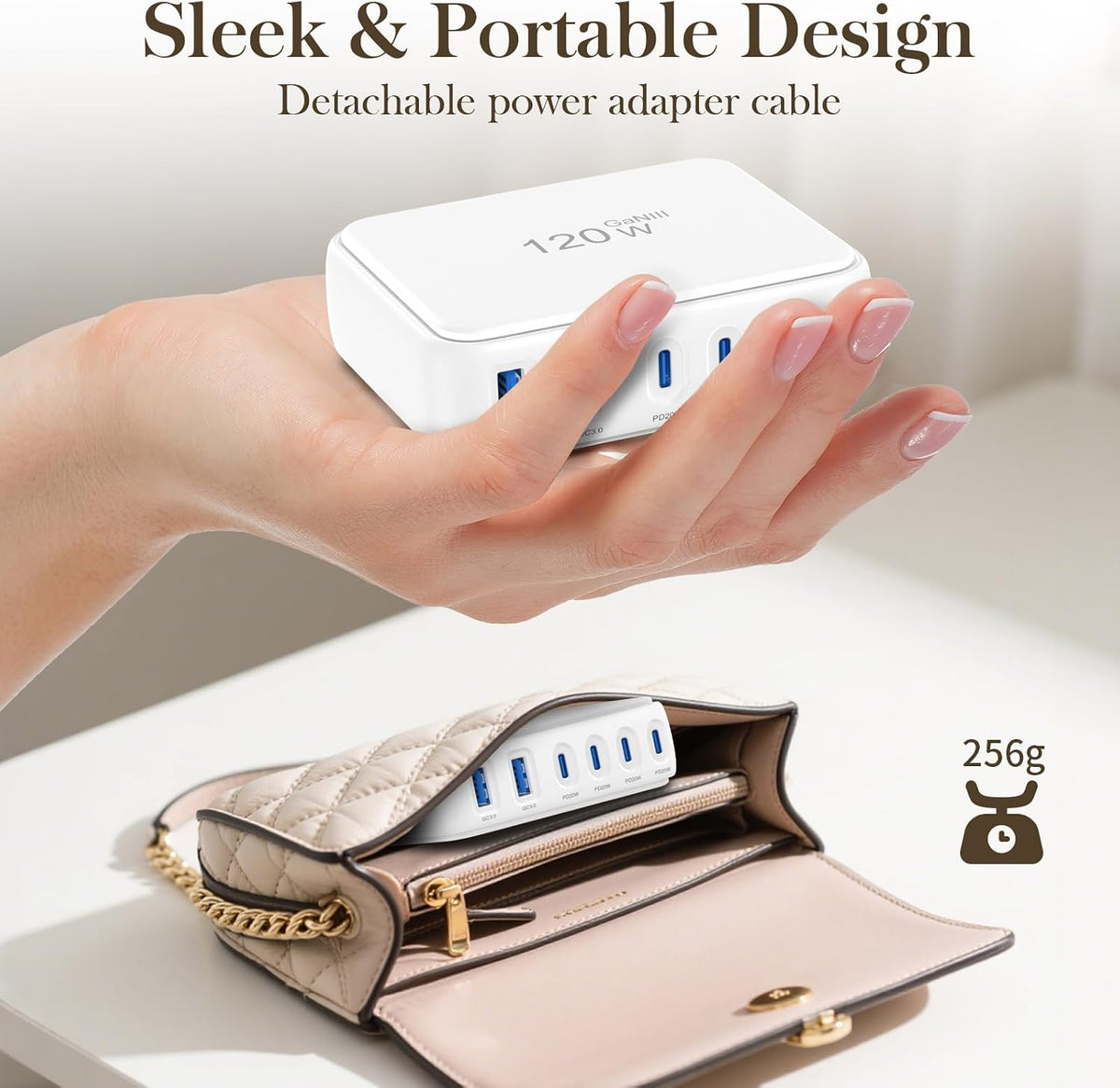 6 Independent Fast USB Charging Station USB Power Strip Desktop USB C Charger Block Multiple Ports, GaN Charging Hub Compatible with iPhone/iPad/Samsung/Kindle-Home Office Travel Accessories-120W