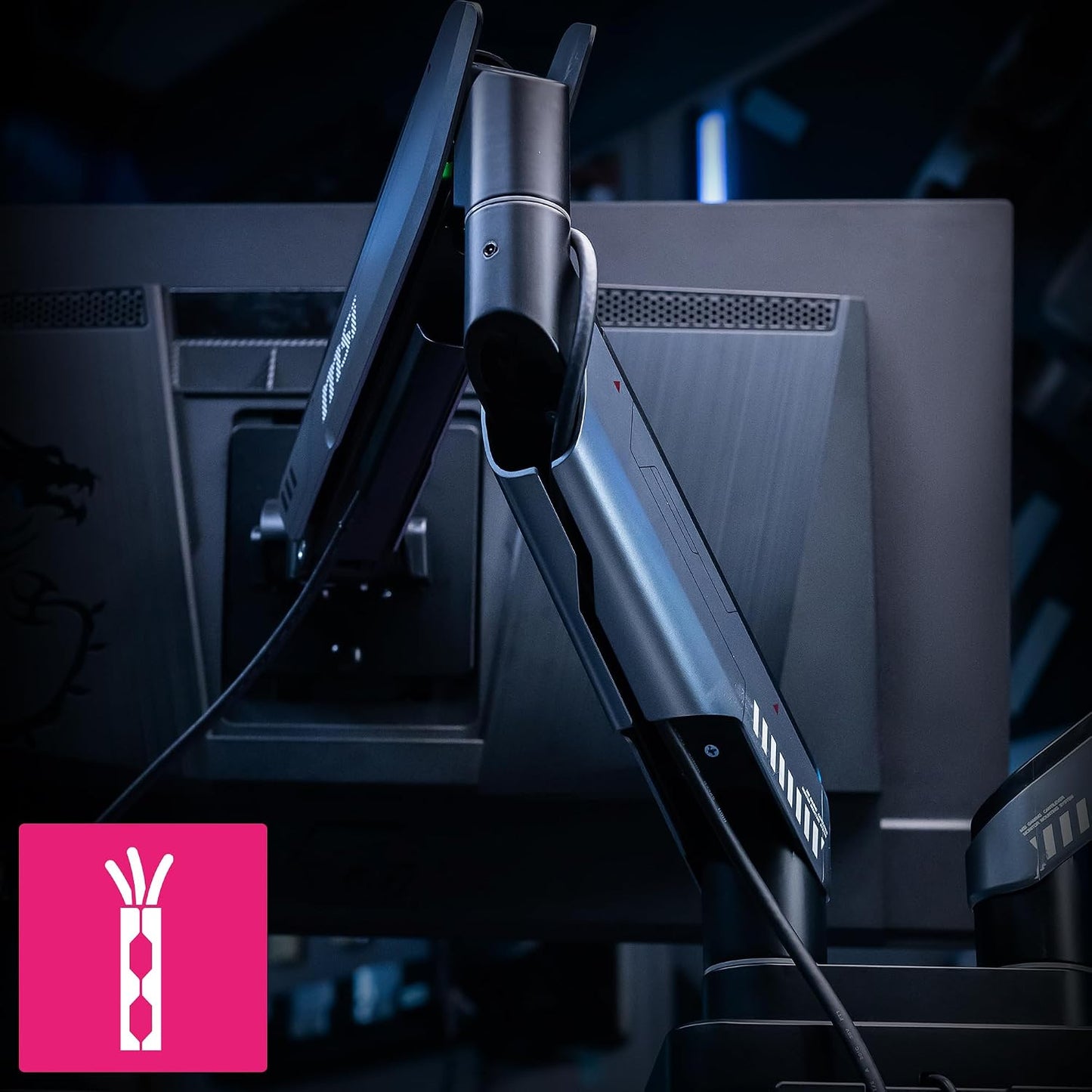 MSI MPG MT201DR V2-Premium RGB Dual Monitor Stand Arms,17-35" Support,VESA Compatible,Adjustable Heavy Duty Gas Spring Mount,44 lbs per Screen Capacity,Clamp&Grommet,Quick Release Plate-Gray