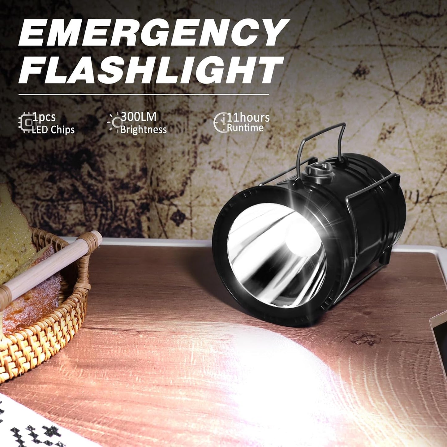 DIBMS 4-Pack Solar Camping Lantern, Collapsible Flashlight Emergency Lights | LED Solar USB Rechargeable Lamp Folding Tent Hanging Lights Survival Kits for Hurricanes Power Outages Indoor Outdoor (Black)
