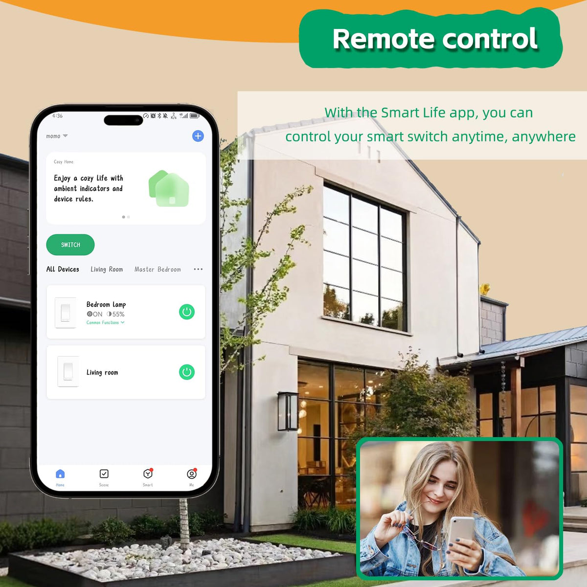 Zigbee Smart Switch no Neutral Required | 1 Channel Rocker Paddle Smart Light Switch Compatible with Alexa, SmartThings and Work with Google Home, Smart Home Devices, 1-Pack
