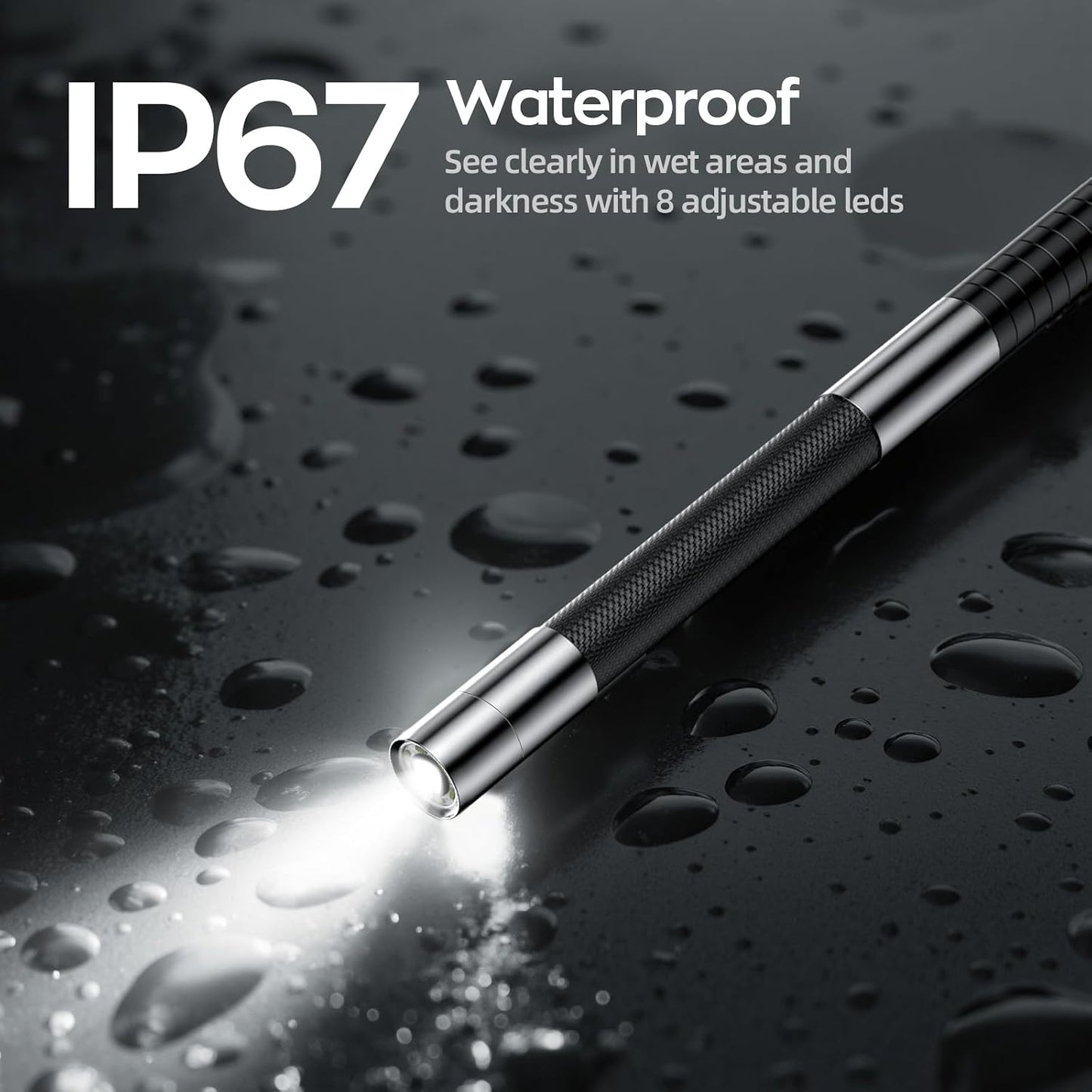 7" IPS Borescope, 1080P HD Articulating Endoscope Camera with Light | 0.24in Inspection Borescope, Wide Angle lens, IP67 Waterproof, 32GB Card, Carrying Case, for Automotive, Wall, Mechanics Tool