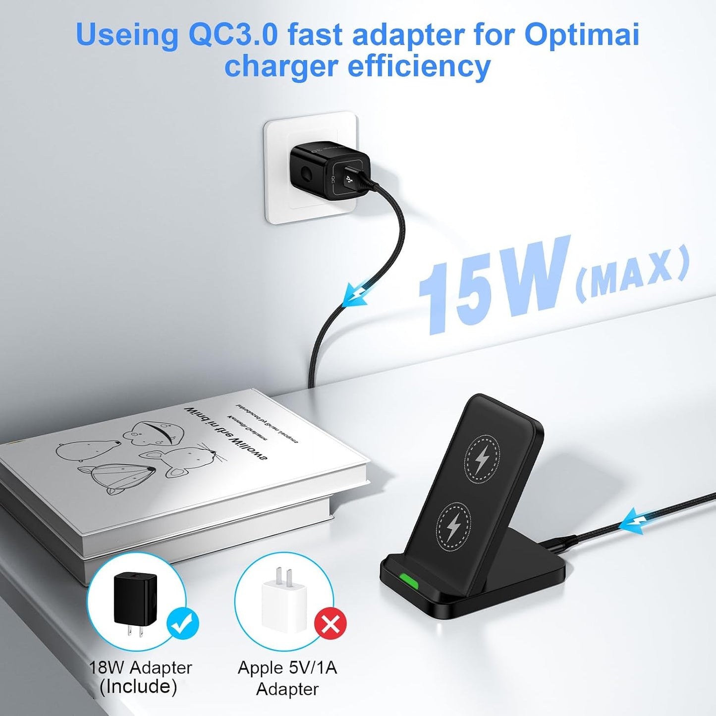 for Samsung Wireless Charger Fast Charging Stand for Galaxy S26Ultra/S25 Plus/S24FE/S23/S22/S21, Wireless Phone Charger Stand Android Desk Charging Station for Google Pixel 10 Pro/9a with 18W Adapter