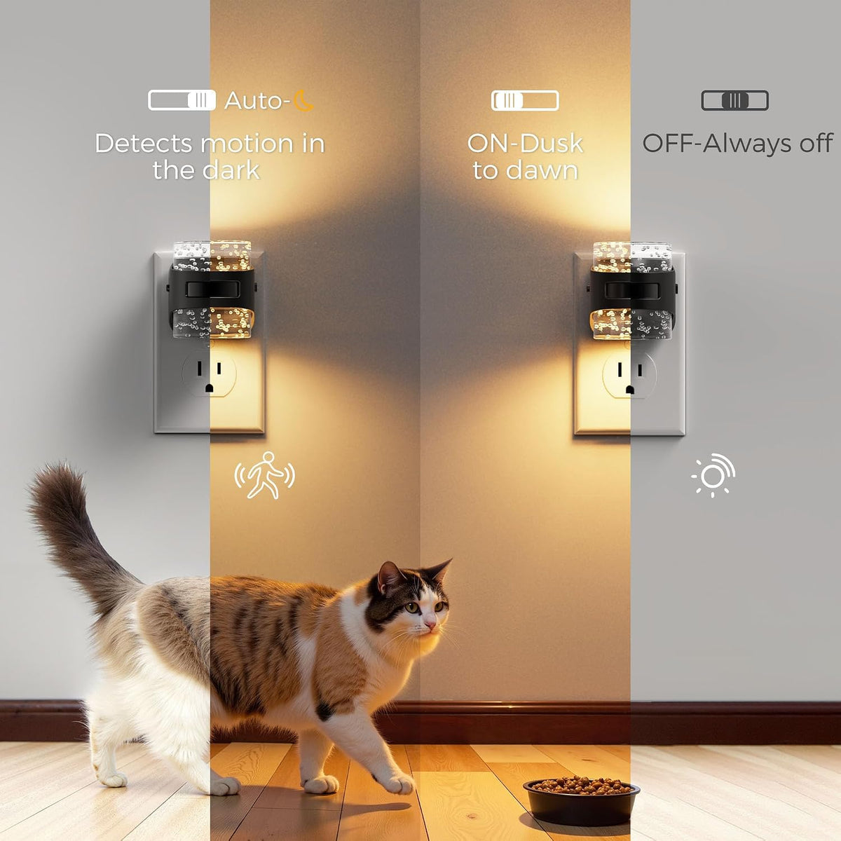 L LOHAS LED Motion Sensor Night Light,5CCT Night Lights Plug into Wall