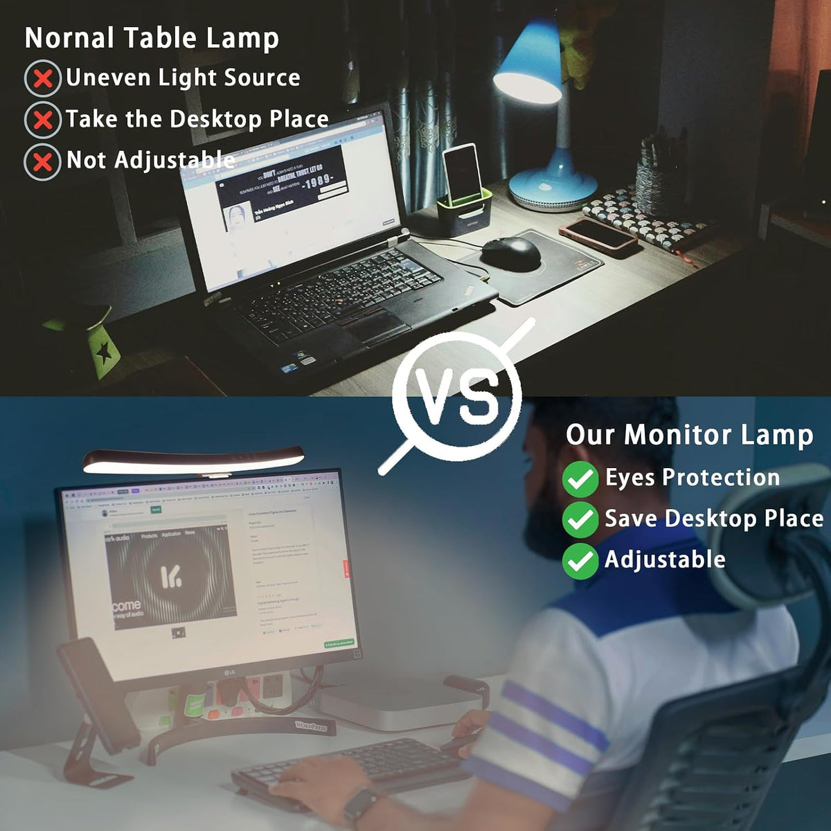 Curved Monitor Light Bar with 7 RGB for 24-27 Inch Screen, Stepless Dim