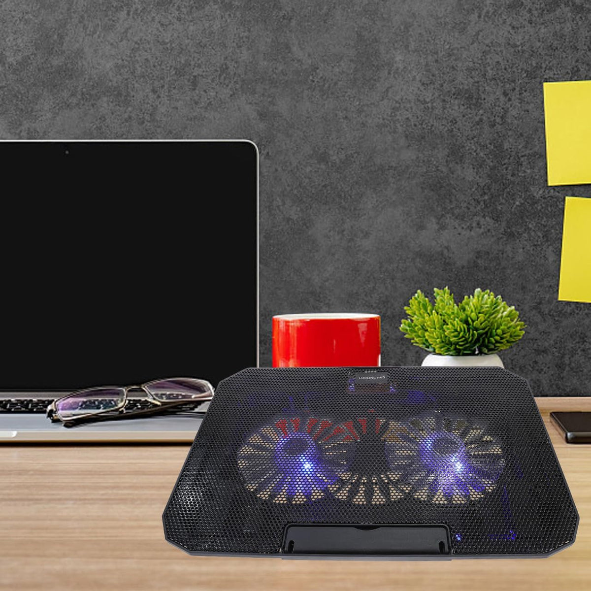 TEHAUX Laptop Cooling Pad for 14-15.6 inch Laptops USB Laptop Cooler Stand with Large Mesh Heat Dissipation Quiet Dual-Core Cooling 4-Gear Adjustable Tilt for Office Home Desk Use