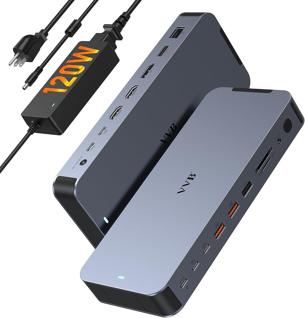 Laptop Docking Station USB C Dock Multiport Hub with 120W Power Adapter