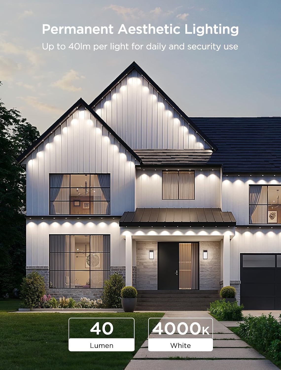 Govee Permanent Outdoor Lights 2, 100ft RGBIC Outdoor Lights with 16 Million Colors, IP67 Waterproof, 100 Scene Modes for Outdoor & Patio Area, Works with Alexa, Google Assistant, White
