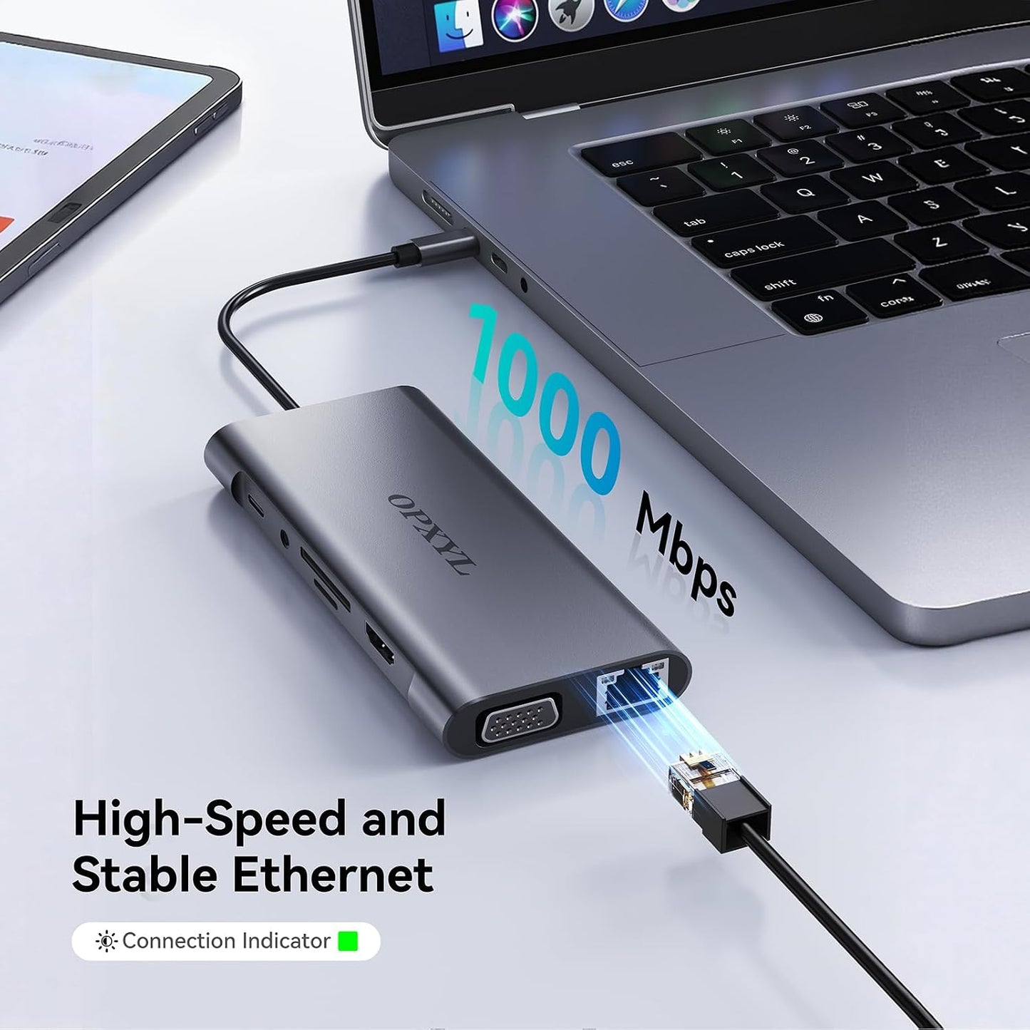 OPXYL 11-in-1 USB C Hub Multiport Adapter, USB C Docking Station with 4K HDMI, VGA 1080P, 100W PD, Ethernet, SD/TF, Audio, USB 3.0 Port, Laptop Dock for MacBook Pro/Air, iPad, Windows