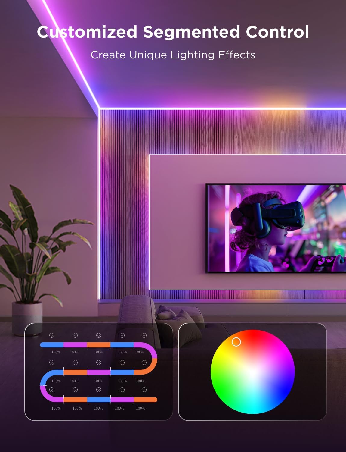 Govee 9.8ft COB LED Strip Light Pro, RGBICW Light with Warm White, WiFi | Work with Alexa, Google Assistant and Matter, Smart Strip Lights, LED Lights for Bedroom, Color Changing