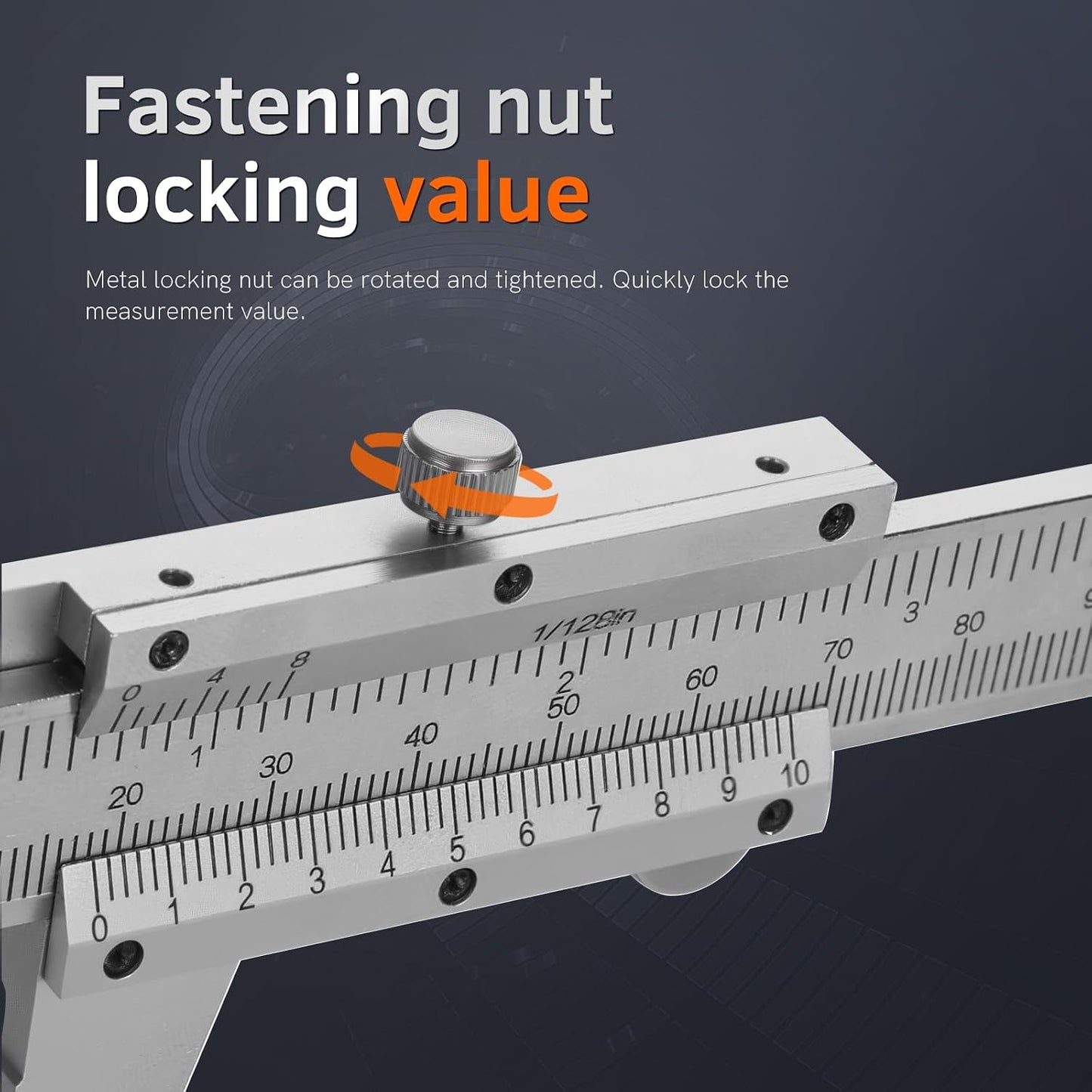 6-Inch/150mm Vernier Caliper Measuring Tool, Fractional Calipers, High-Hardness Steel Mechanical Micrometer, Non-Digital Slide with Dual Imperial/Metric Scale, 0.02 mm&1/128 Inch