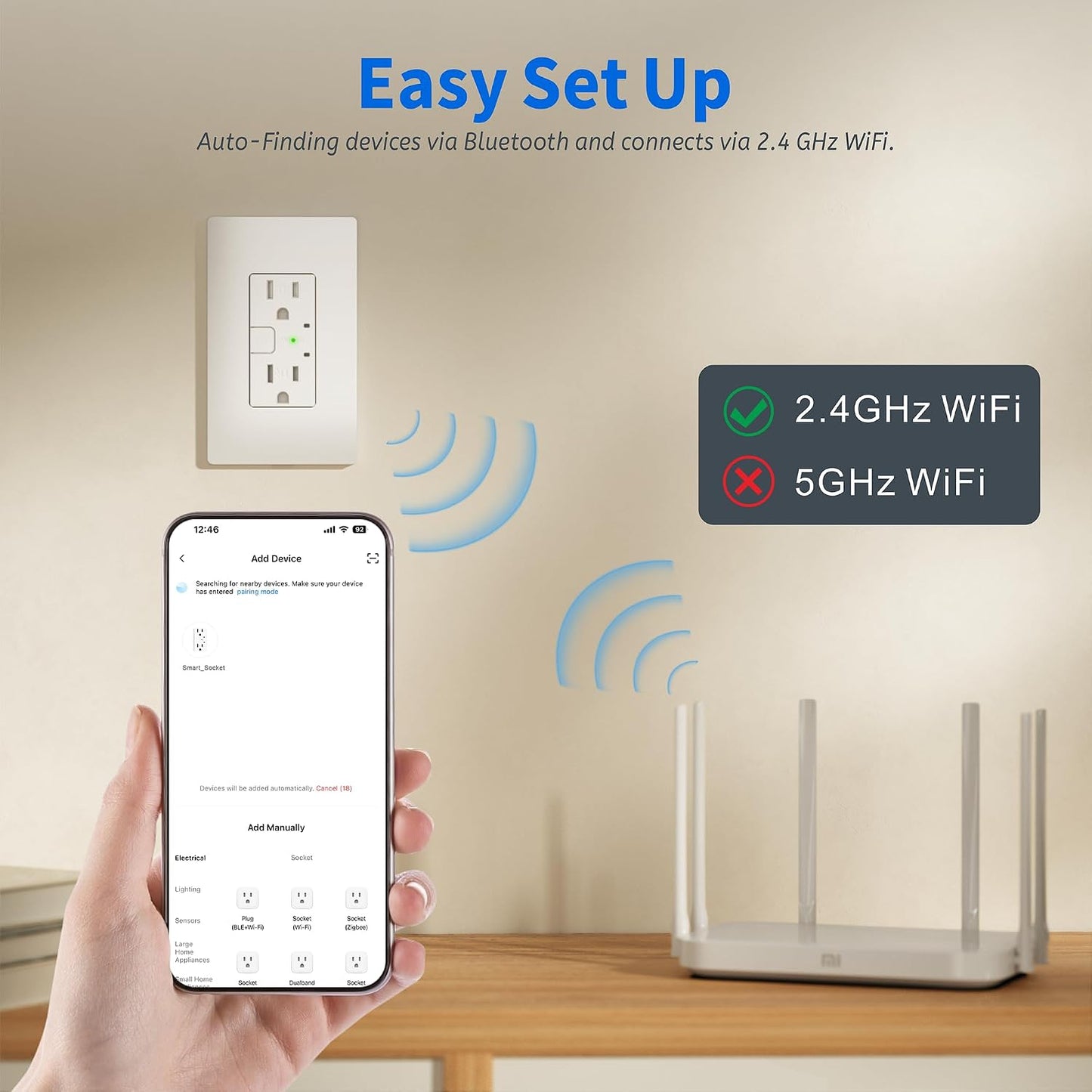 TOPELER Smart Wall Outlet with 2 Individually Controlled Ports, 15Amp TR Receptacle Control Appliances from Anywhere, 2.4 GHz WiFi Outlet Work with Alexa & Google Home, White, ETL & FCC Approval