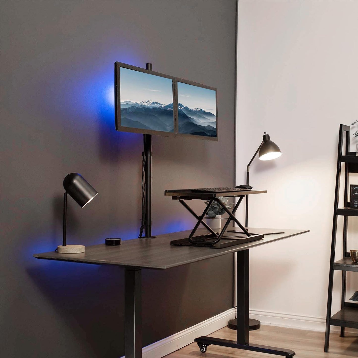 VIVO Dual Monitor Stand Up Desk Mount Extra Tall 39 inch Pole, Fully Adjustable Stand for up to 27 inch Screens, Black, STAND-V012