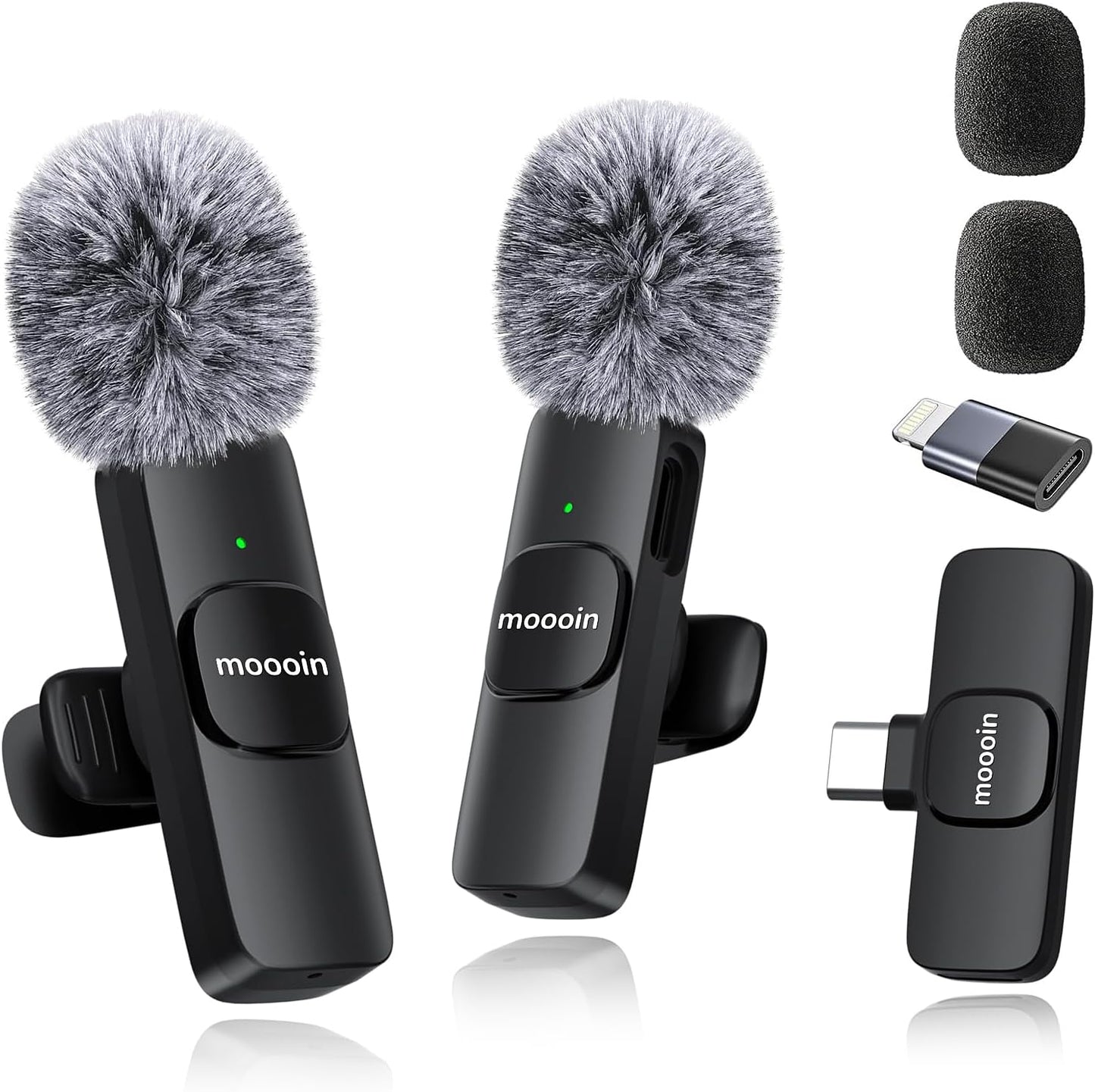 Wireless Mini Microphone for iPhone/Android:Lapel Microphone for Video Recording,Plug and Play,Live Streaming and Podcasting-Textured Black