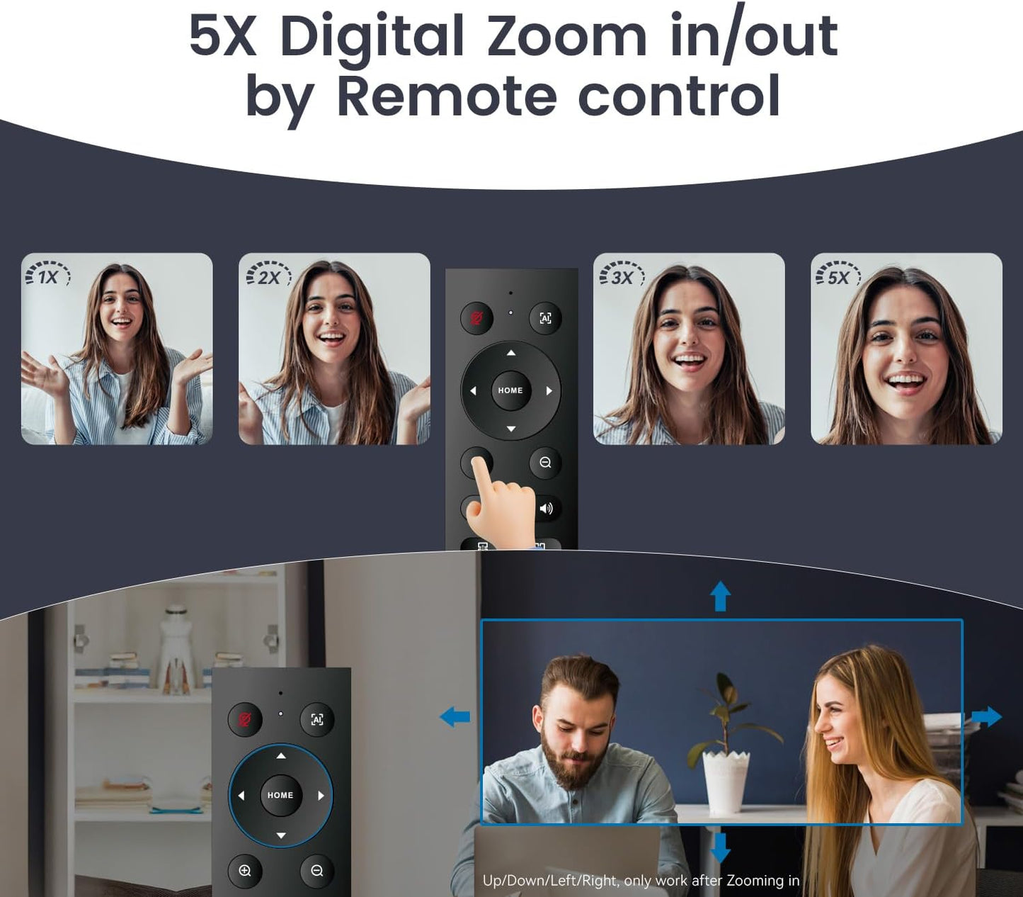 TONGVEO 3-in-1 4K Webcam with Microphones and Speaker, AI Auto-Tracking 5X Digital Zoom Webcam 4K Adjustable Field of View Remote Control Works with Microsoft Teams, Zoom, Google Meet, PC Mac Laptop