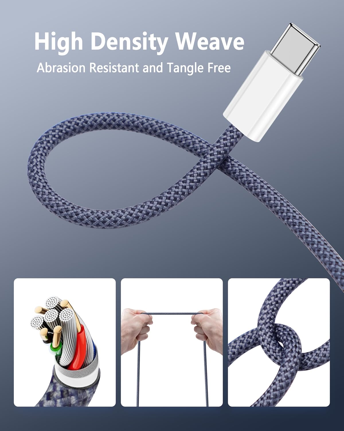 DERLULU Magnetic Charger Cable for MacBook Air & Pro, 6.6 ft, Midnight Blue | USB-C to Magnetic Cable, Compatible with MacBook Air 13"/15" M2–M5, for MacBook Pro 14"/16" 2021–2026