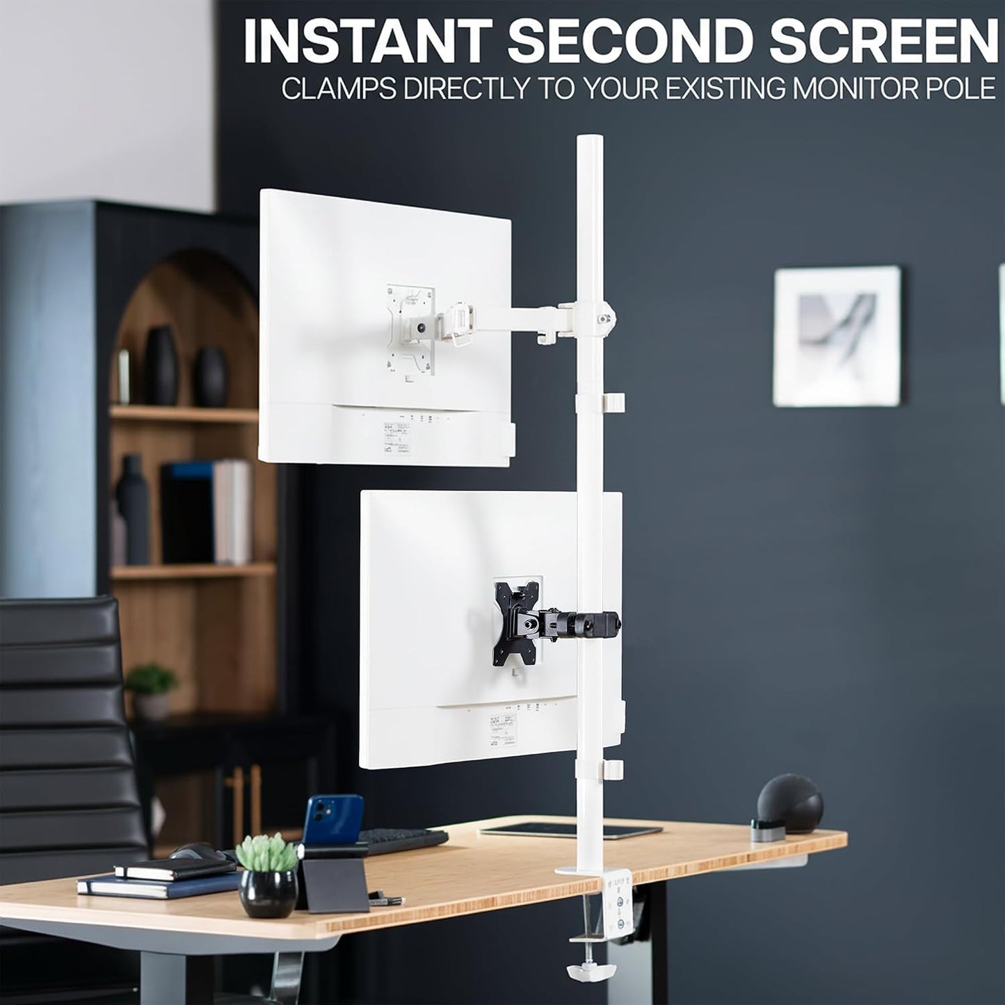 VIVO Steel Universal Bracket Pole Mount with Removable 75mm and 100mm VESA Plate, Fits up to 30 inch Screens, Black, MOUNT-POLE01 | Universal, Heavy Duty Steel Design, Full Motion VESA Monitor Mount, Removable 75mm and 100mm VESA Plate