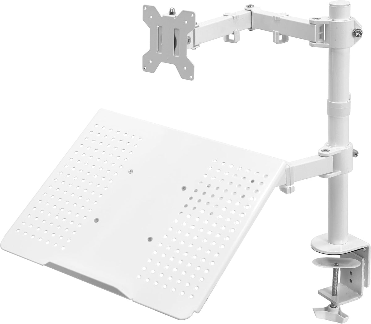 VIVO Fully Adjustable 13 to 32 inch Single Computer Monitor and Laptop Desk Mount Combo, Stand with Grommet Option, Fits up to 17 inch Laptops, White STAND-V002CW