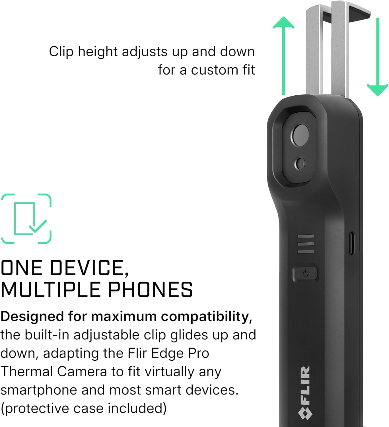Flir Edge Pro Wireless Thermal Imaging Camera, iOS/Android, 480x360 | Bluetooth, MSX, 160x120 native IR, smartphone/tablet, IGNITE cloud, 2m drop, USB cable