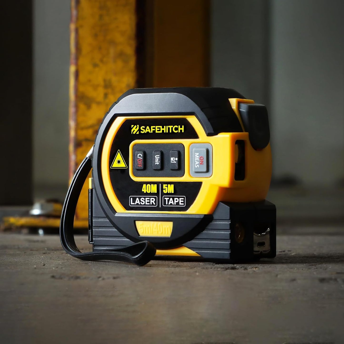 Laser Tape Measure 3-in-1 with Large LCD Display | Digital Laser Measurement Tool in/ft/m Scales up to 131ft/40M with calculations | Tape Measure 16ft/5M and Cross Line Laser Yellow
