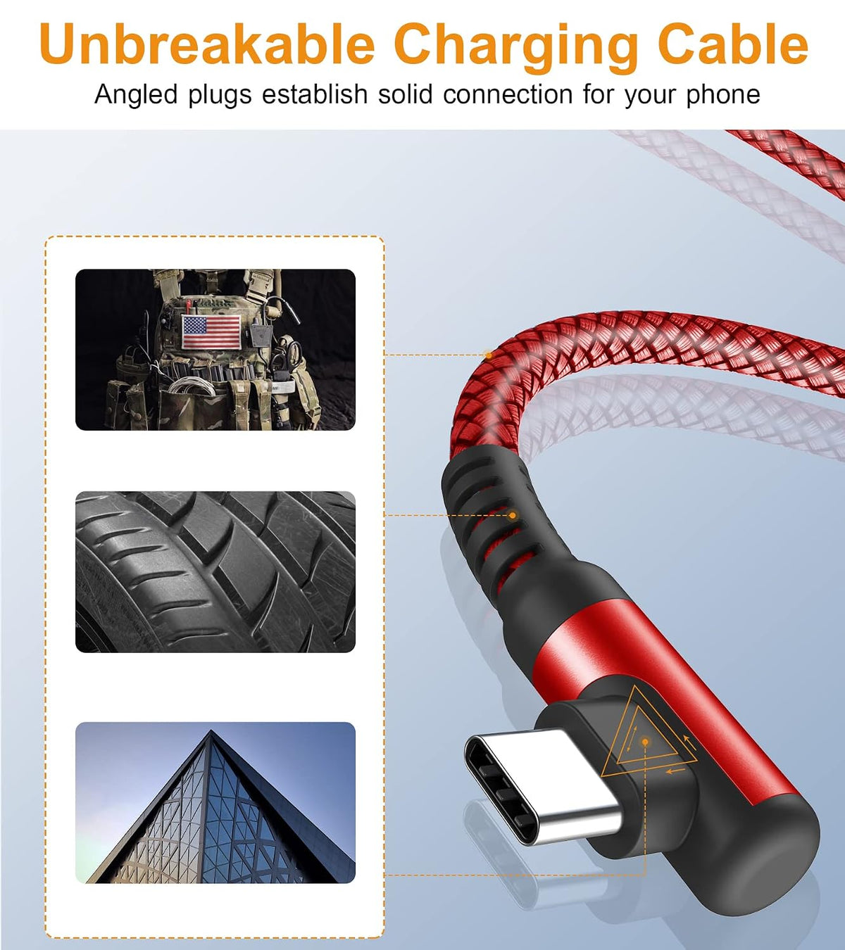 USB to USB C Cable Right Angle [3-Pack 3.3ft 6.6ft 10ft] 3.1A Fast Charging