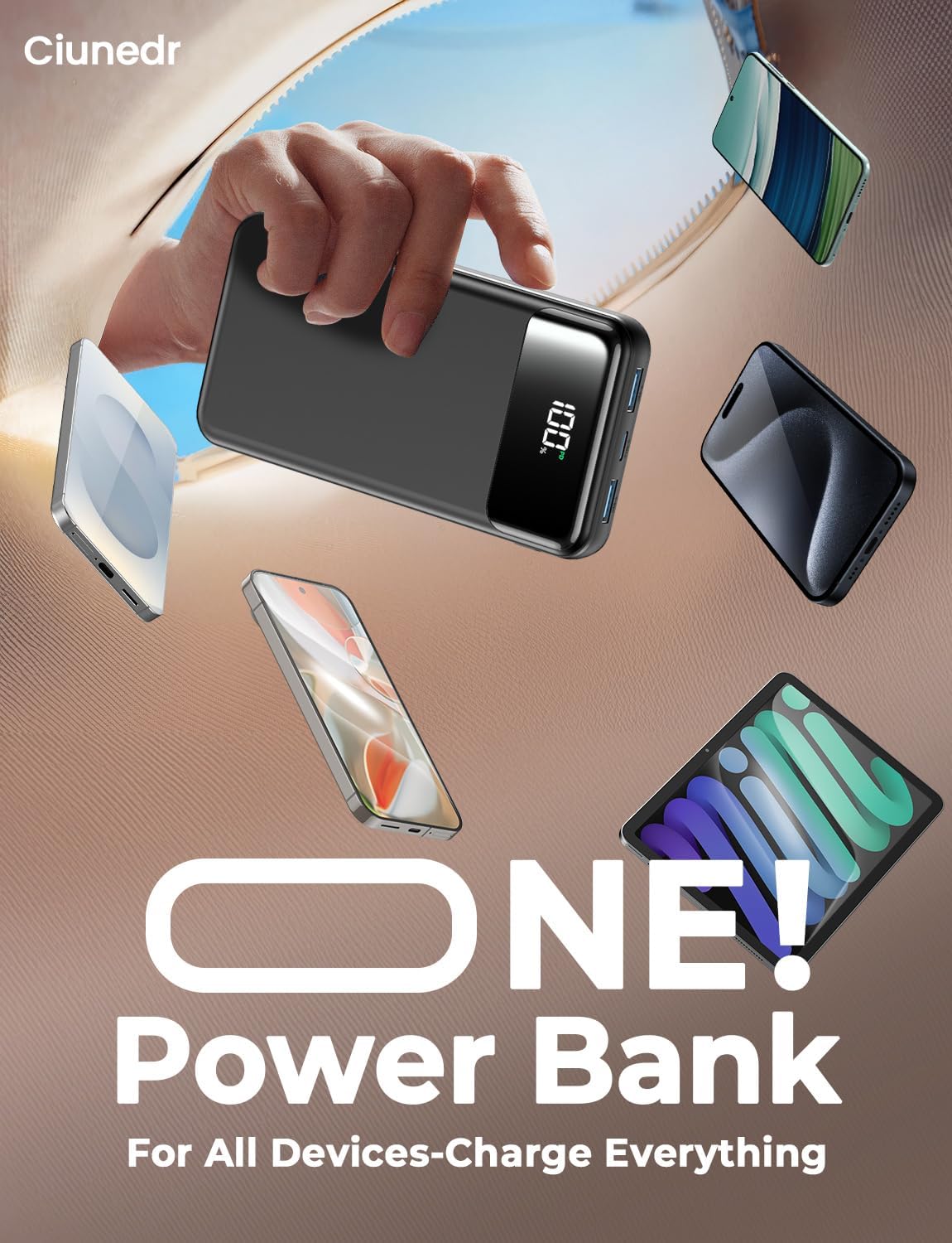 OHOVIV 50000mAh Power Bank, PD22.5W Portable Charger with 4 Built-in Cables | Power 6 Devices at Once,Fast Charging,Travel Camping Must-Have,USB-C Battery Pack for iPhone 17/16/15 Samsung Android,Dark