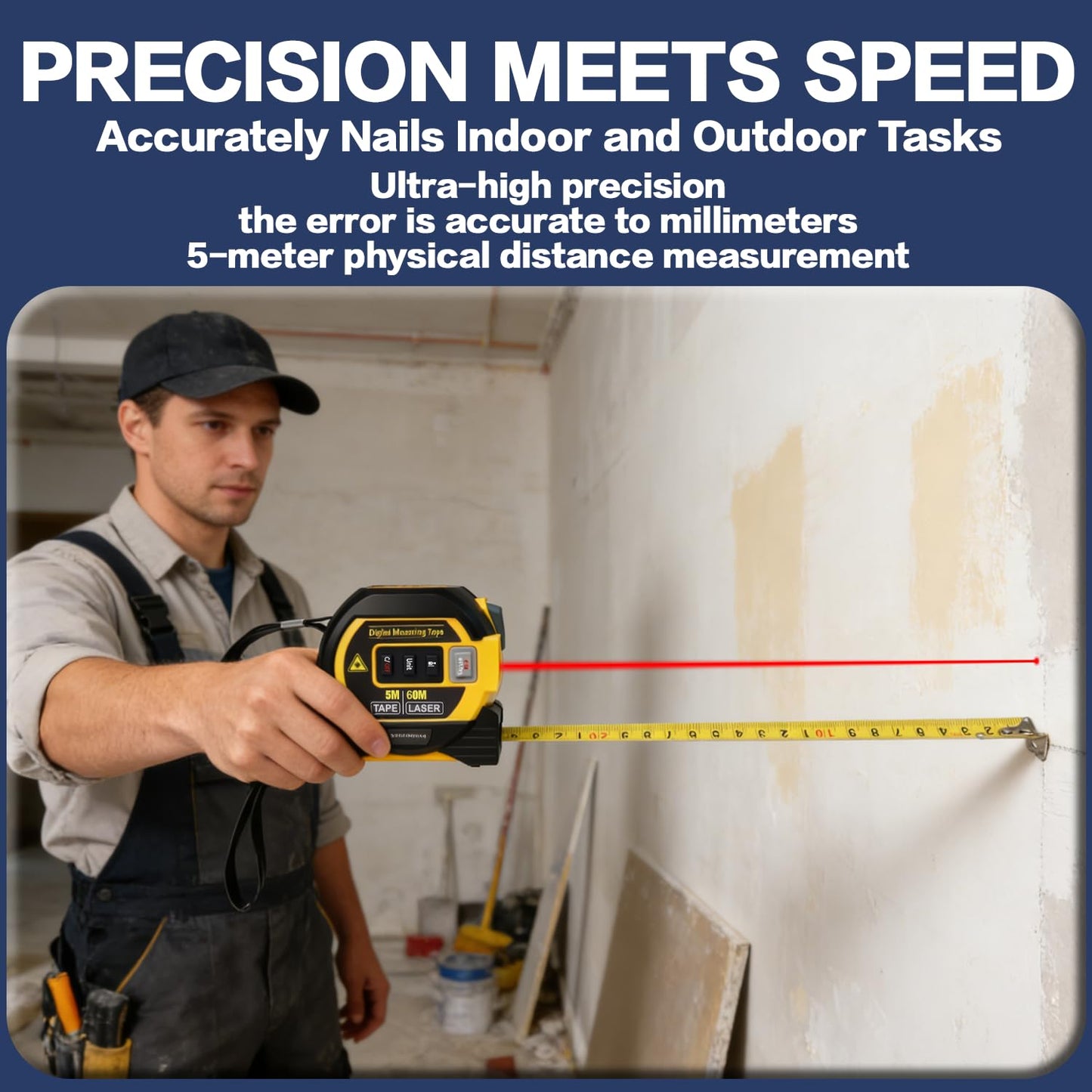 2026The Ruler 3-in-1 Measuring Tape, Tools Tape Measure, 3-in-1 Rangefinder with Led Display, 3 in 1 Digital Tape Measure with Cross Line, AutoLock, Measure Area, Volume, Pythagorean ﻿