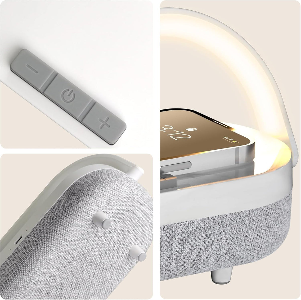 Nightstand Lamp with Wireless Charger,4 in 1 Touch Bedside Lamp Bluetooth Speaker,Portable Dimmable LED Night Light,Corporate Gifts Premium for Employees Clients,Birthday Gifts Women Wife Friend