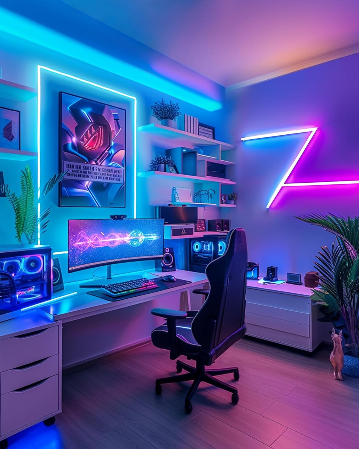 HitLights LED Strip Lights Kit, RGB Color Changing Tape Light Pre-Cut 4FT | UL Listed with RF Remote 12V Power Supply Connectors, Dimmable 12 Colors 19 Dynamic Modes for Cabinet Shelf Display Backlight