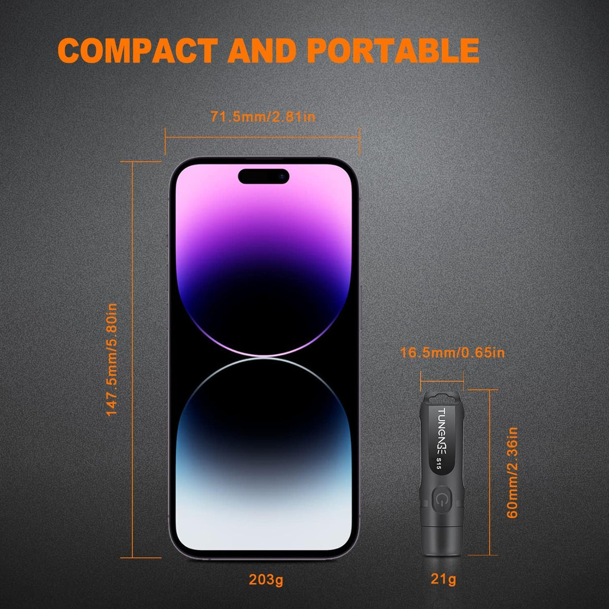 S15 Super Bright 650 Lm Mini Rechargeable EDC Keychain Flashlight | IP66 Waterproof, USB-C,Durable, Aluminum, Pocket Clip,Hands-Free, Compact, for Repair, Camping, Hiking, Outdoor