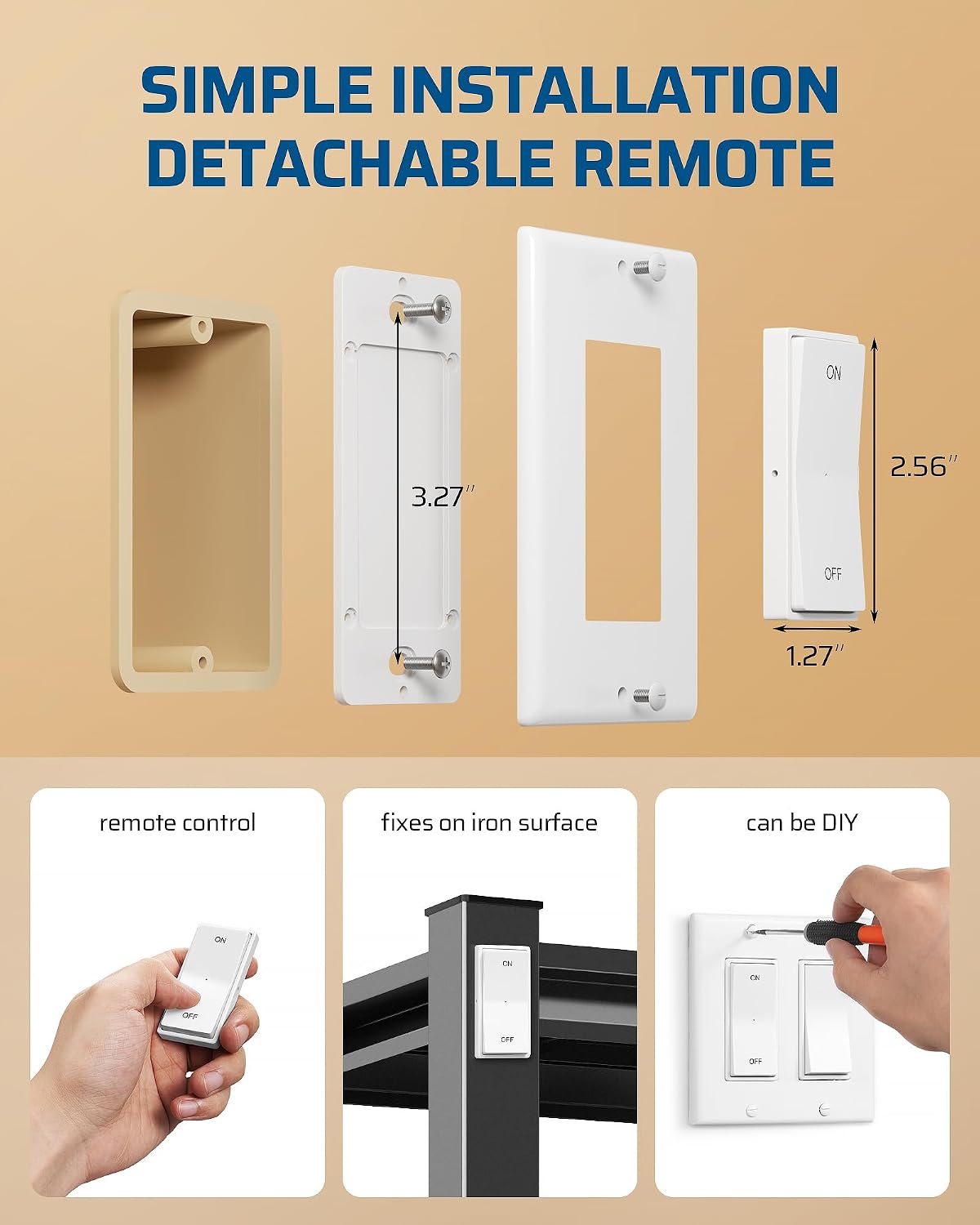 DEWENWILS Remote Control Outlet, Decorator Rocker Wall Switch | 1 Magnetic Remote & 1 Outlet, 100FT Range, No Wiring, 15A/1875W/125V/60Hz, Programmable for Lamps, Fans, Household Appliance