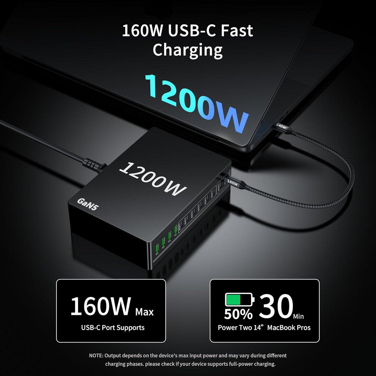 1200W USB C Charger Block Fast 12 Port MacBook Pro Charging Station | 140W PD PPS AVS HUB for All iPhone 17 Pro Max/17 Air/16 SE/Samsung Galaxy 26/ MacBook Pro/Air/iPad Pro/240W Cable
