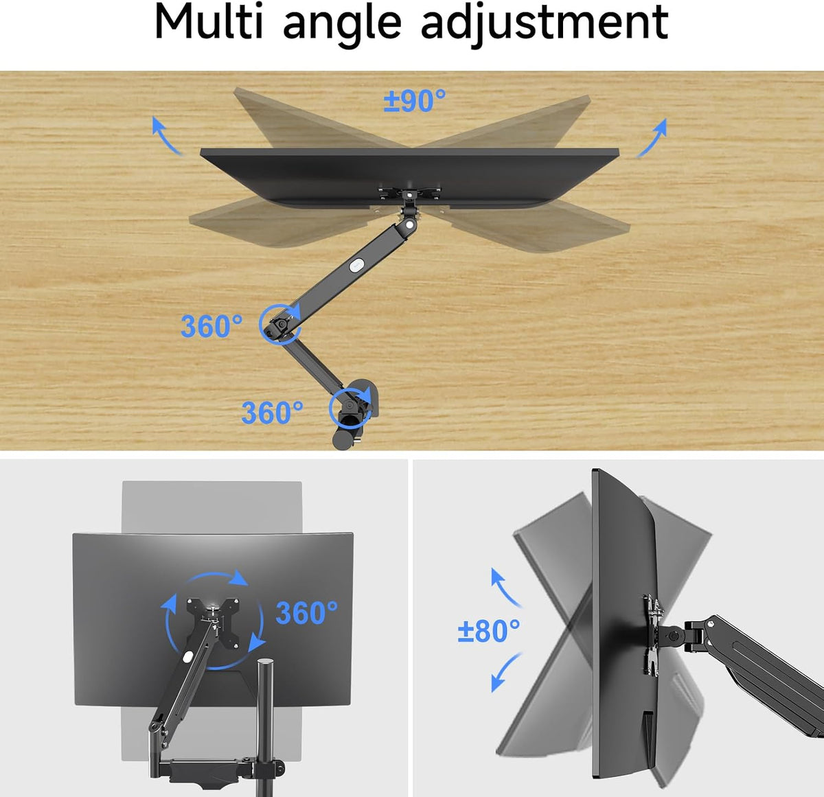 Pholiten Single Monitor Arm, Gas Type, Double Articulated