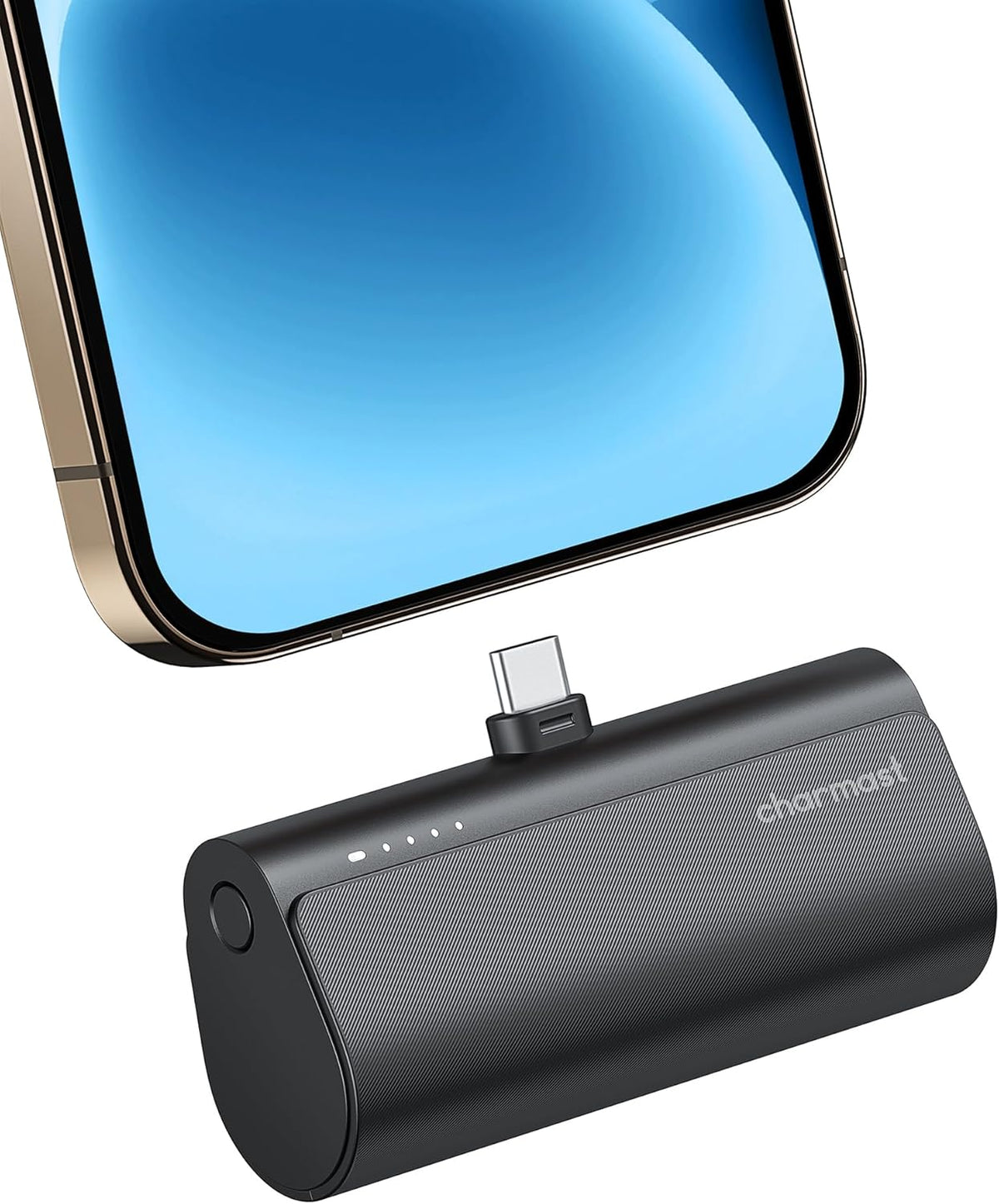 charmast Mini Portable Charger USB-C Connector, 5000mAh Small Power Bank | Lipstick-Size Battery Pack for iPhone 17/16/15 Samsung Android, Lightweight, Purse Ready, Direct Plug-in, 20W Fast Charging