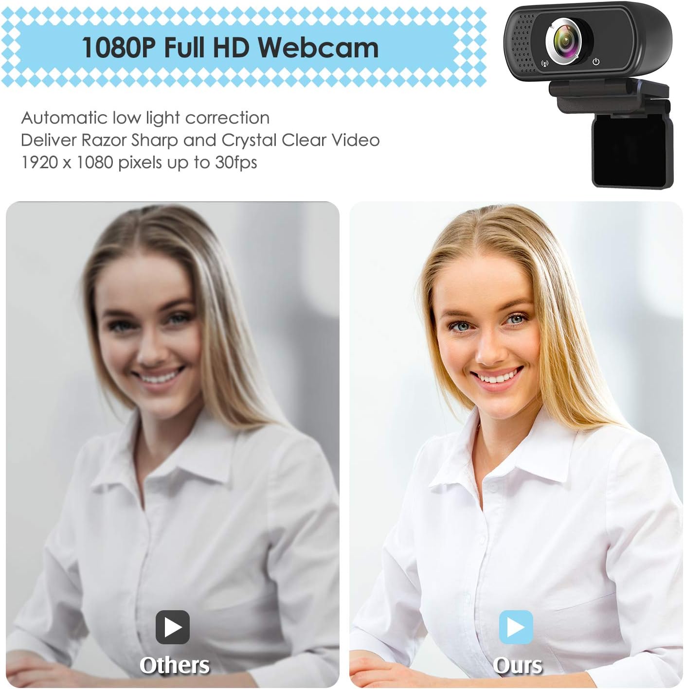 ToLuLu 1080P Webcam with Microphone, HD Webcam Web Camera with Tripod Stand | Widescreen USB Computer Camera, Streaming Mic Web cam for Online Calling/Conferencing,Facetime/YouTube Desktop Laptop PC