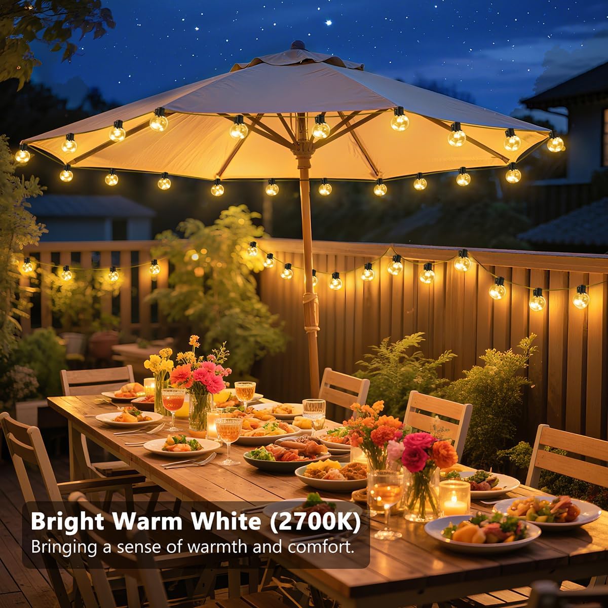 30ft Outdoor String Lights Battery Powered, 20 G40 LED Patio Bulbs | Warm White,Dimmable,Remote,Timer,IP65 Waterproof Hanging Globe Bulb Shatterproof for Backyard Balcony Bistro Christmas Decor