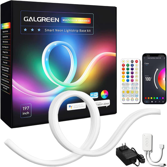 16.4ft WiFi RGB Rope Lights with Music Sync, Waterproof, Dimmable