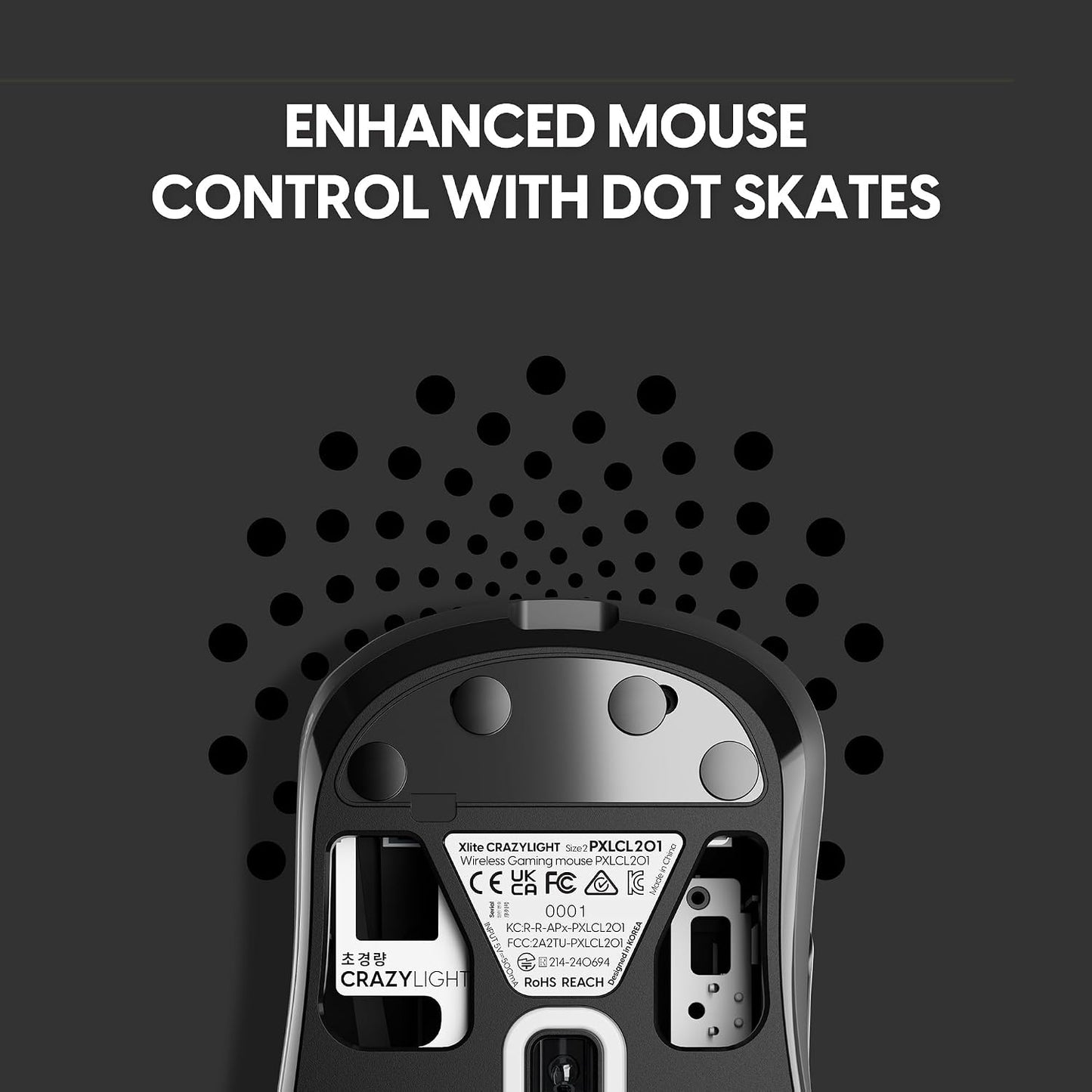 Pulsar Gaming Gears Xlite Crazylight Wireless Gaming Mouse, Ultra Lightweight 1.55 oz (44g), Optical Switch, 32000 DPI, 750 IPS, XS-1 Sensor, 8k Compatible (Medium, Jet Black)