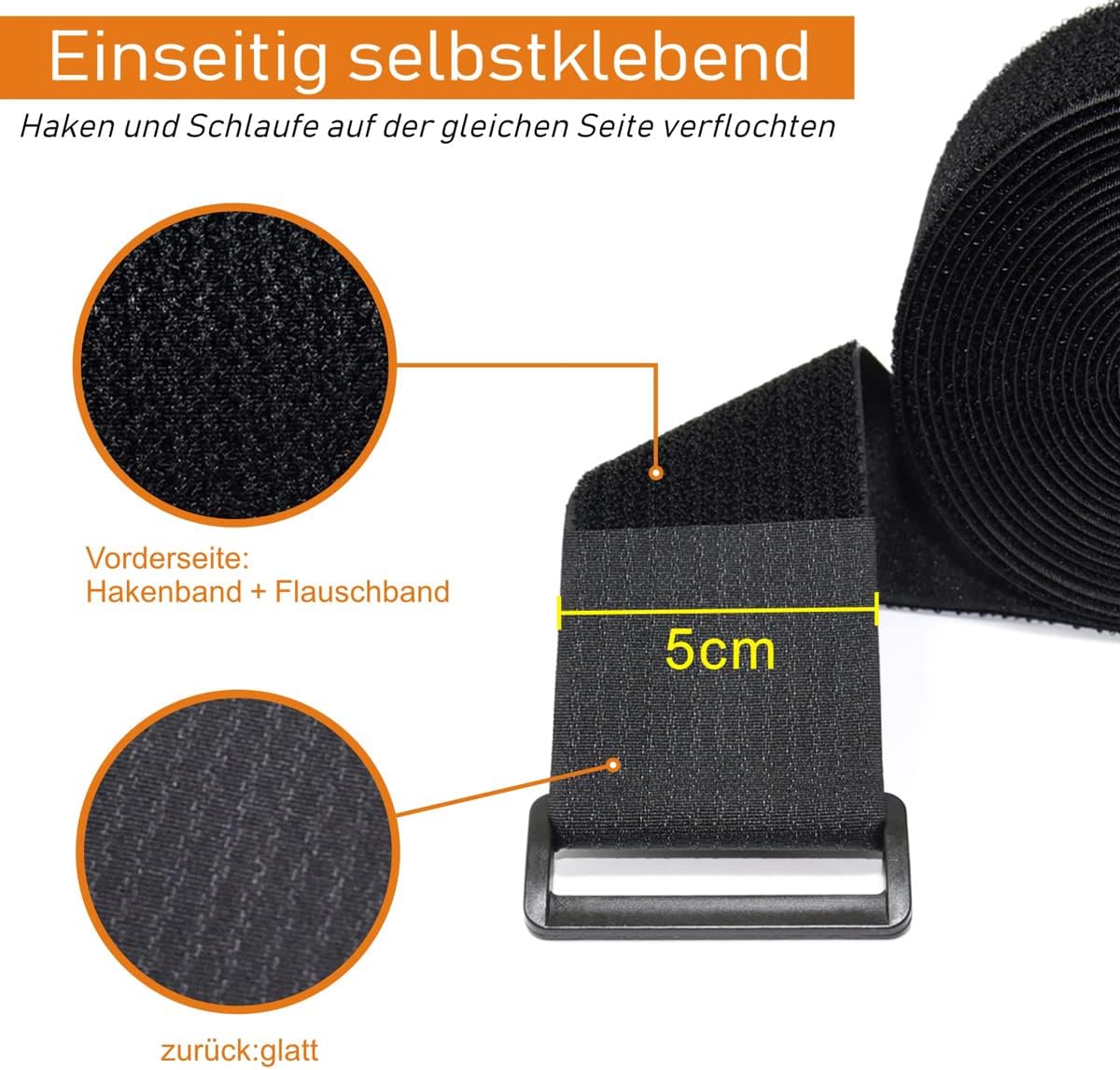 16Ft x 2In Adjustable Cable Straps with 12 Buckles, Free Cut Length, Black Reusable Fastening Cable Ties, Hook and Loop Securing Strap for Cable Tidy, Wire Management, Cord Organiser, Black