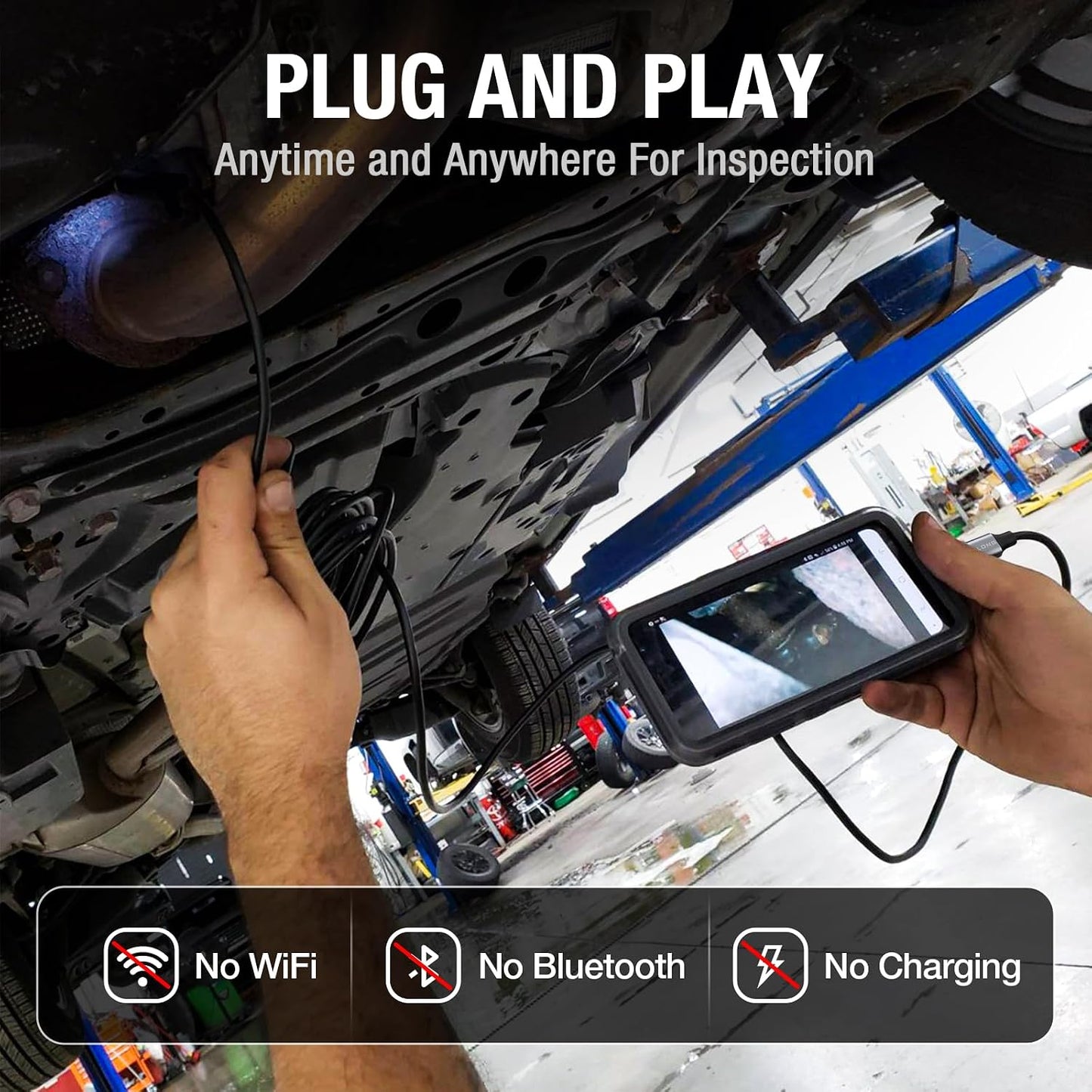 Teslong 10FT USB C Endoscope Camera for iPhone 15/16/17,Android Phone | Plug and Play, 8 LED Lights, 1.0MP HD Camera, IP67 Waterproof, Flexible Snake Cable, for Mechanic Automotive HVAC Drain Wall