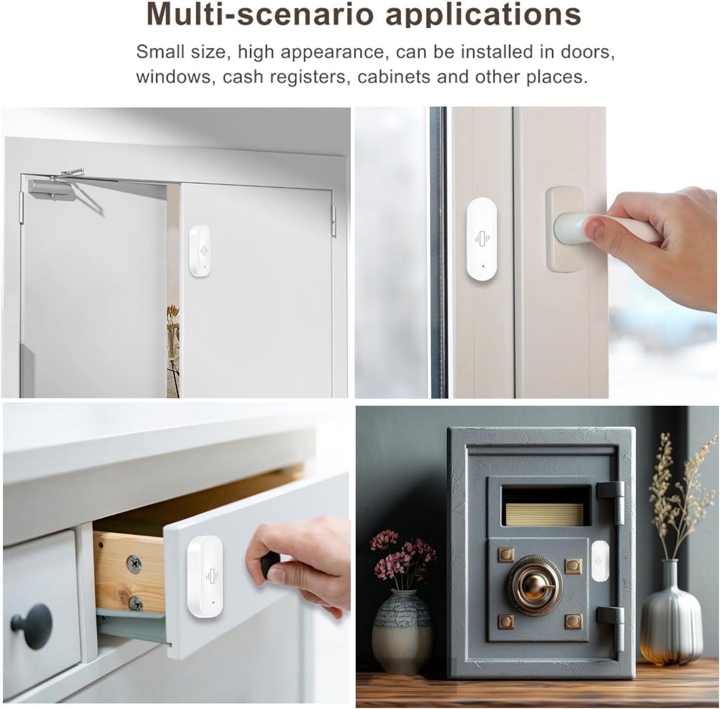 Smart Vibration Sensor: Wireless Glass Break Detector, WiFi Door Sensor with App Alerts, Adjustable Sensitivity, Glass Break Security Sensor for Alarm System and Smart Home Automation (1-Pack)