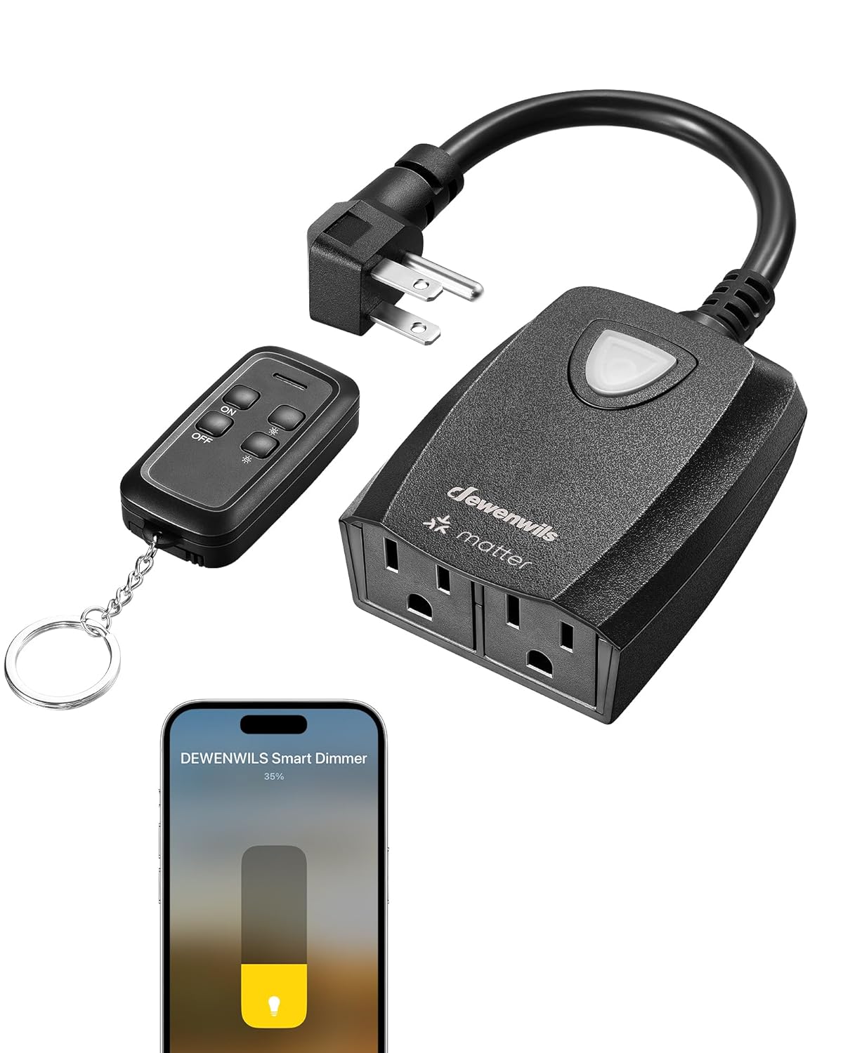 DEWENWILS Wi-Fi Matter Smart Dimmer Plug, 2.4GHz Only, Works with Alexa