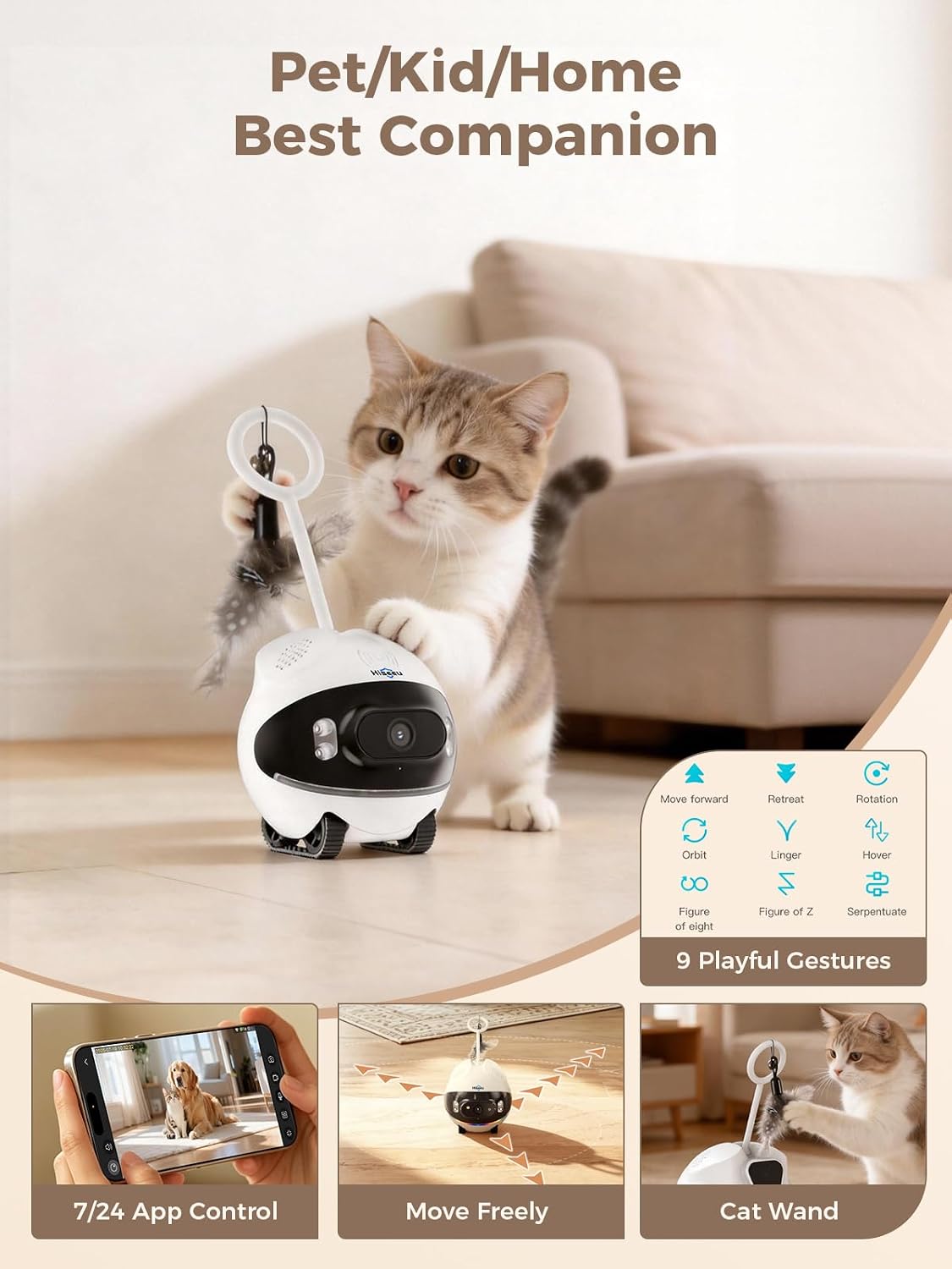 Hiseeu 5MP Wireless Security Camera Indoor, Home Pet Robot Companion