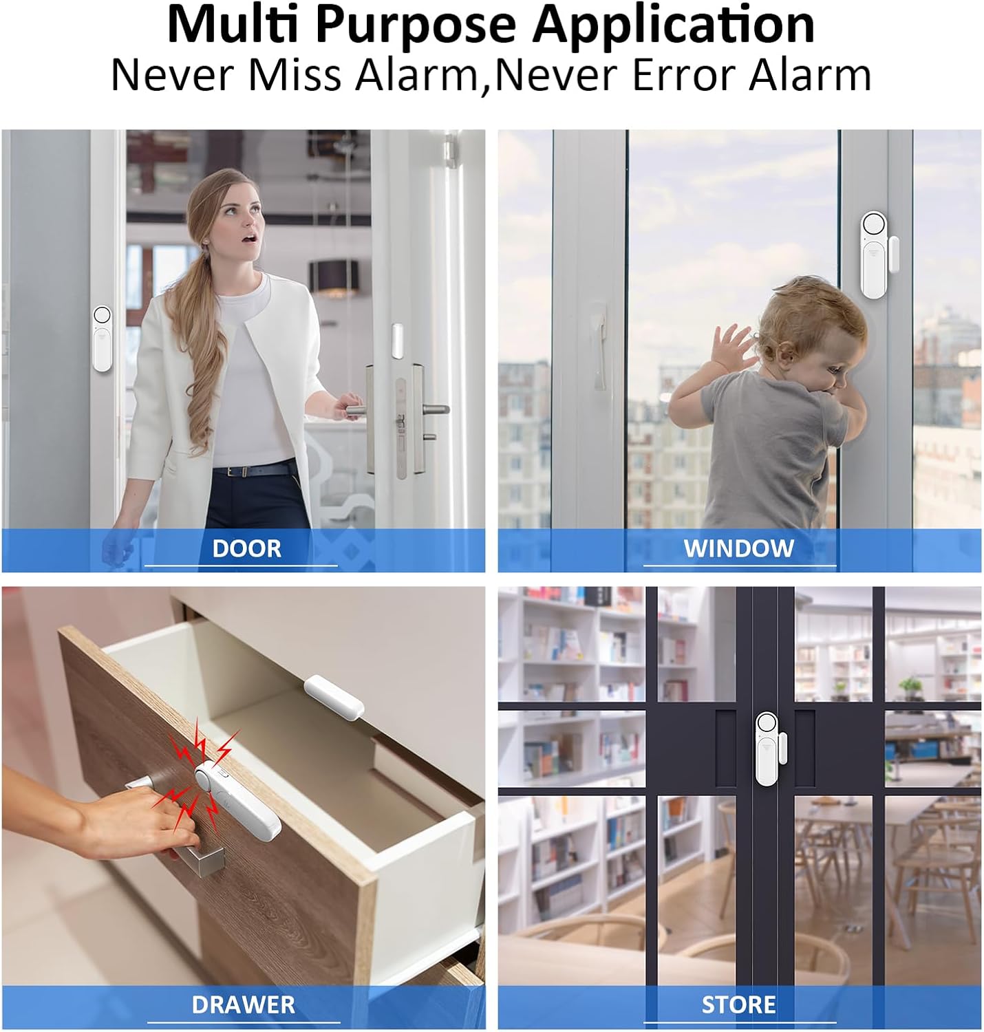 Window and Door Alarm When Opened (5 Pack) for Kids Safety/Home Security, Sliding Front Door Opening Sensor Alarms for Dementia, 120dB Burglar Alert, Ideal for Business, Garage, Apartment,House, White