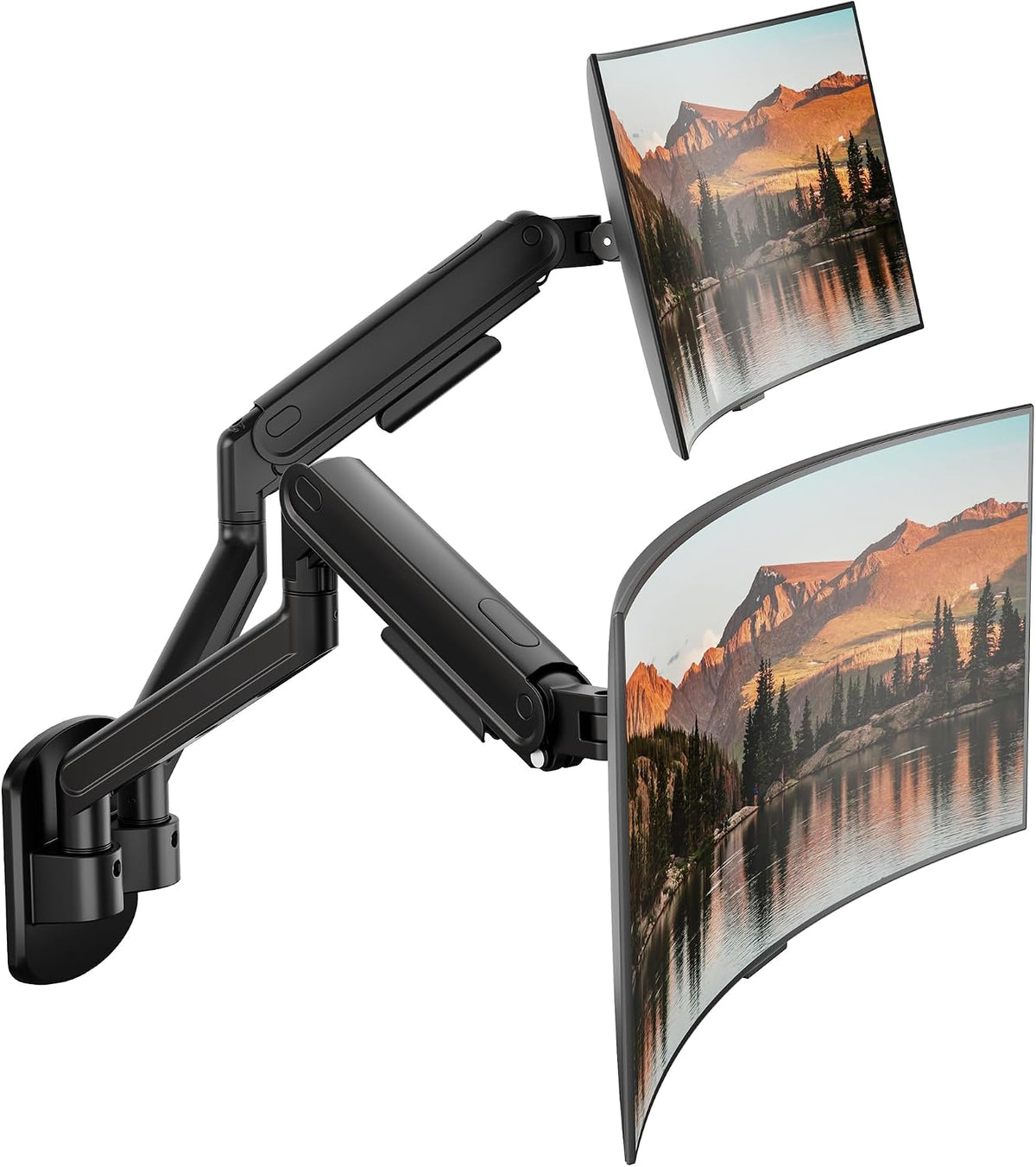 monTEK Dual Monitor Wall Mount, Full Motion Spring Arm for 17-40" Screen