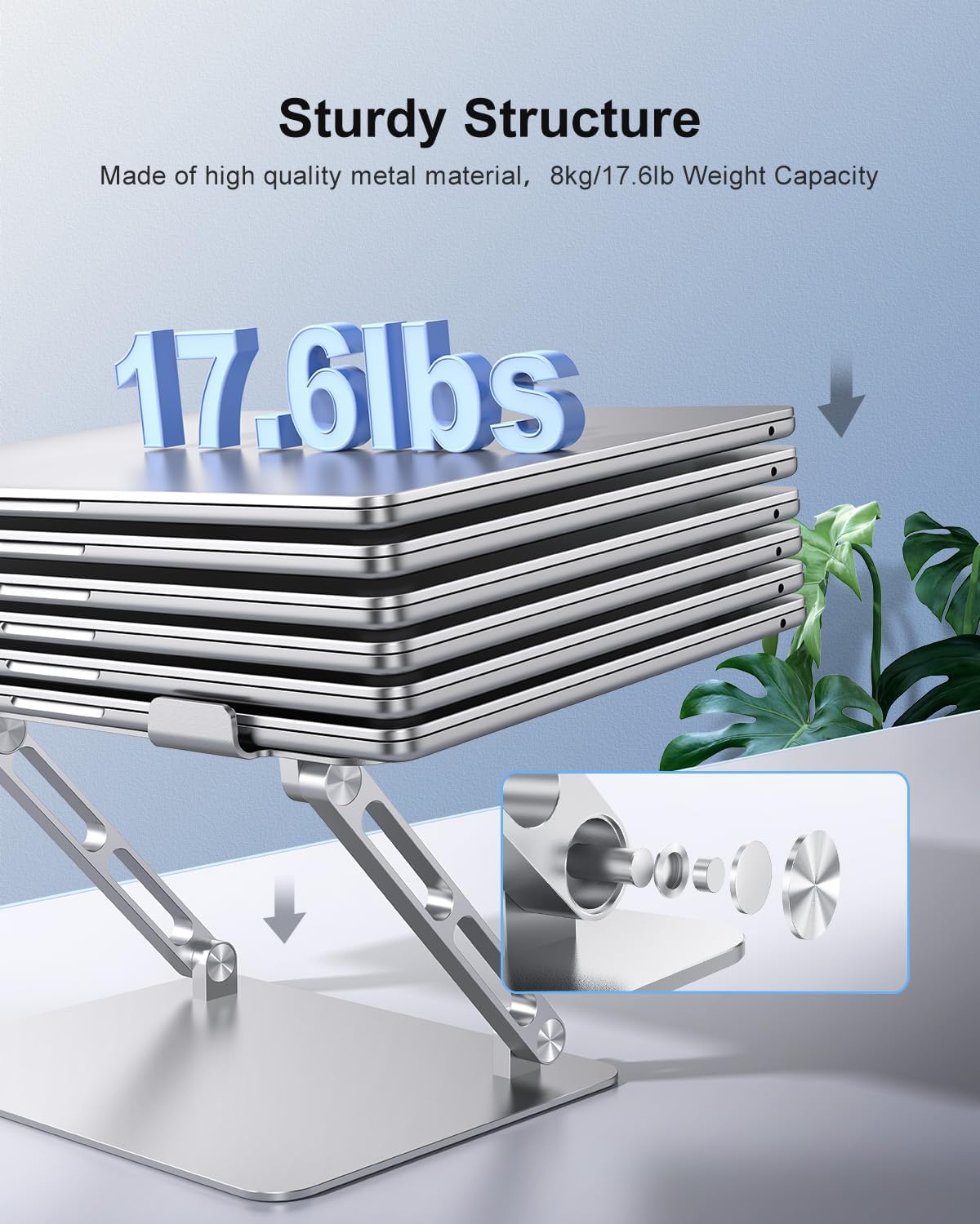 JOIOT Ergonomic Laptop Stand,Adjustable Riser for 10-17.3” Computer | Aluminum Stand,Ventilated cooling holes, relieves neck strain, stable support, perfect for home office, study, video call use