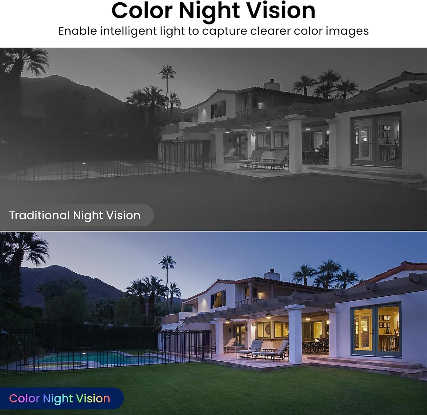 AOQEE 2K Cameras for Home Security, Indoor/Outdoor, Full Color, C1 2Pack | 2.4G Wired Outdoor/Indoor Camera for Dog/Cat/Pet/Baby, Color Night Vision, Home Security with White Light, 24/7 TF Recording