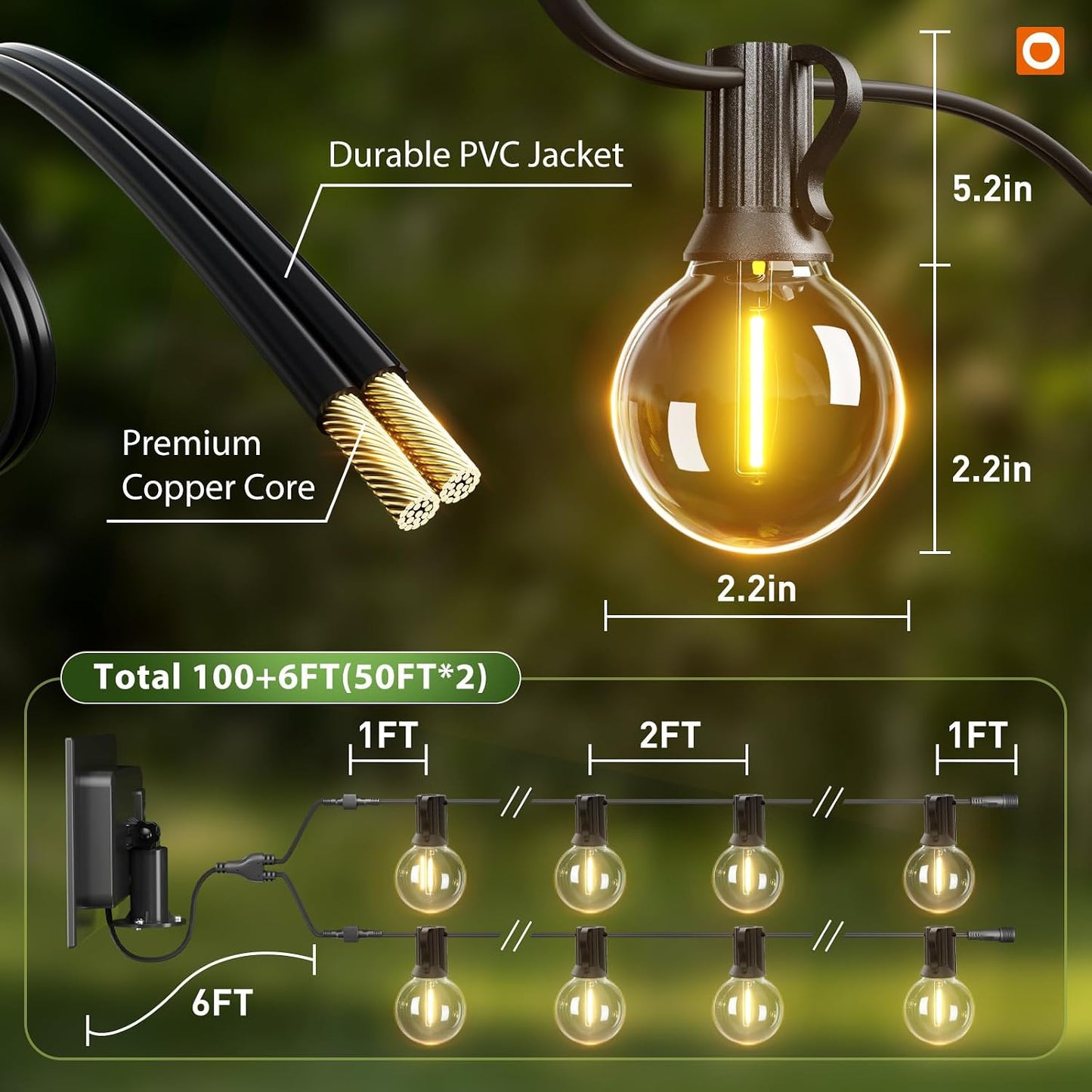 addlon 100FT 54LED Solar String Lights Outdoor Waterproof with Remote, USB | Shatterproof Outdoor Lights, 5000mAh Battery, Dimmable Timer Modes, Solar Powered Patio Lights for Backyard, Garden, Camping